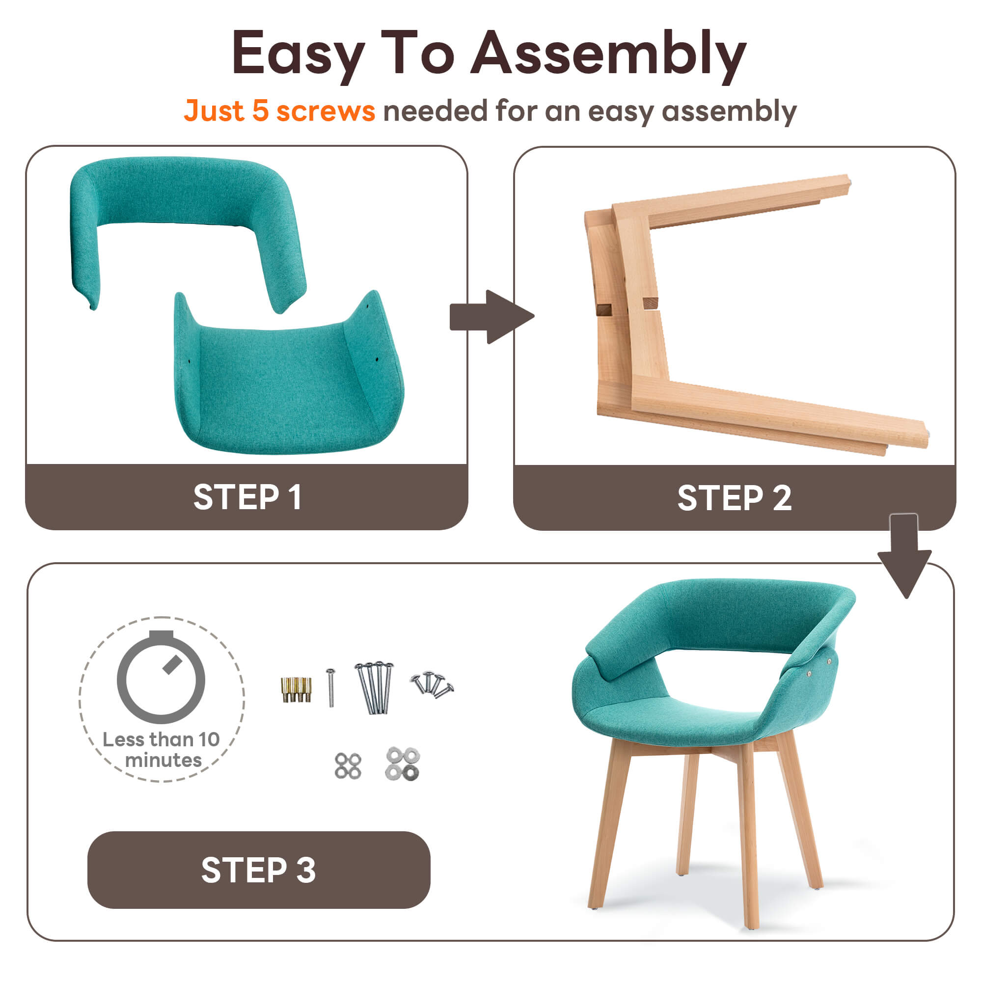 Ivinta Modern Dining Room Chair Set of 2 for Kitchen, Mid-Century Modern Accent Chairs