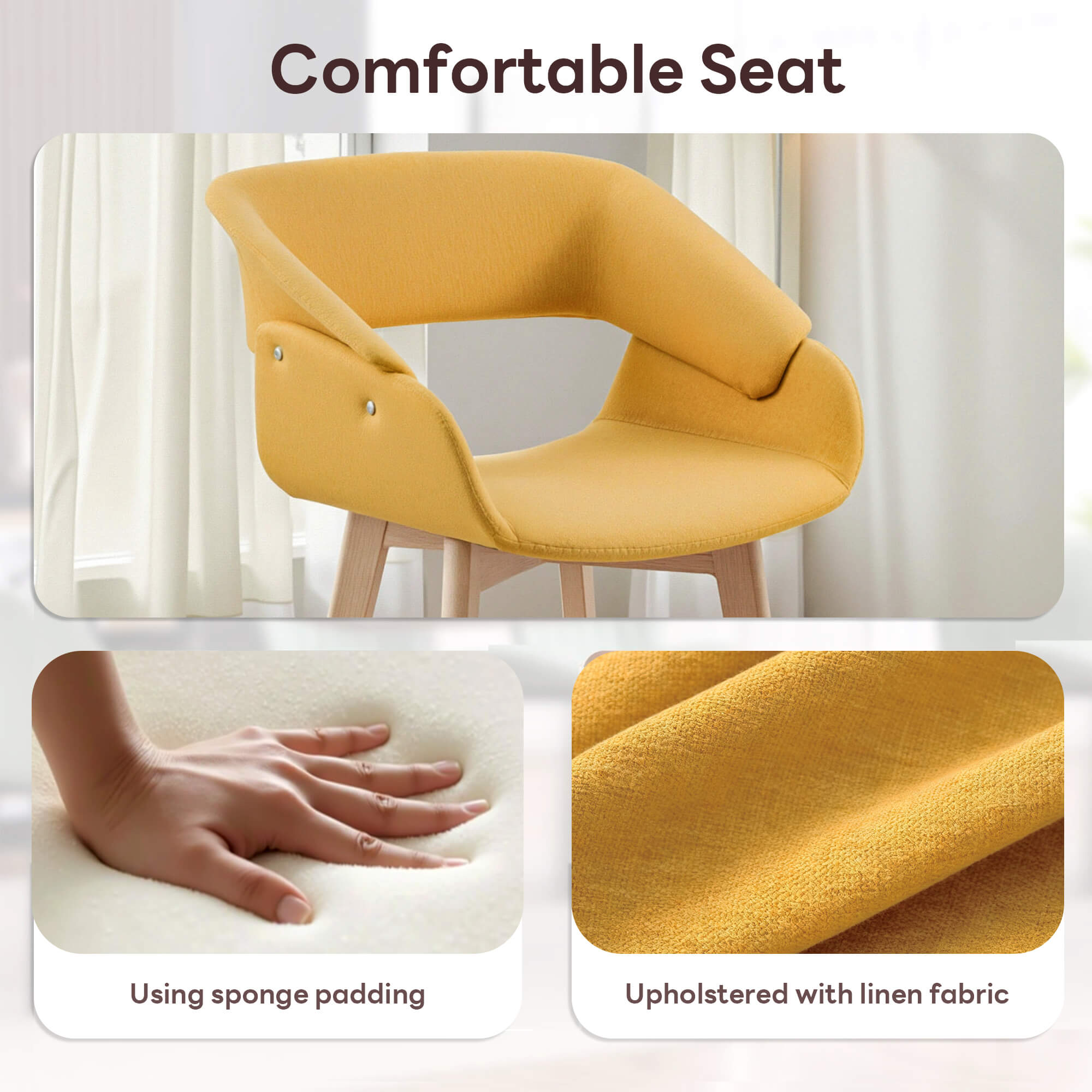 Ivinta Modern Dining Room Chair Set of 2 for Kitchen, Mid-Century Modern Accent Chairs