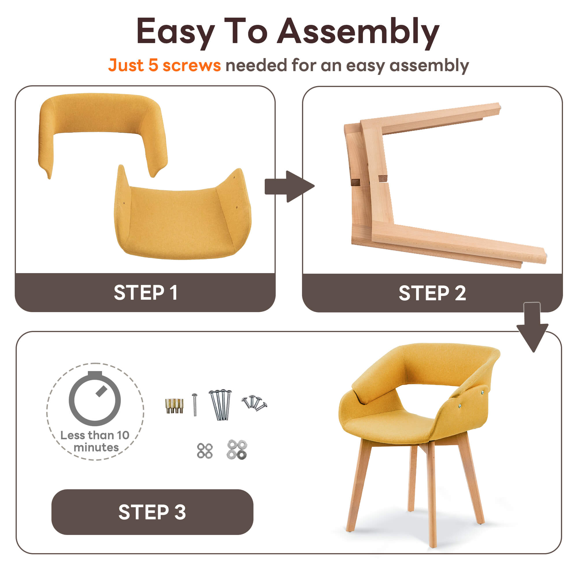 Ivinta Modern Dining Room Chair Set of 2 for Kitchen, Mid-Century Modern Accent Chairs