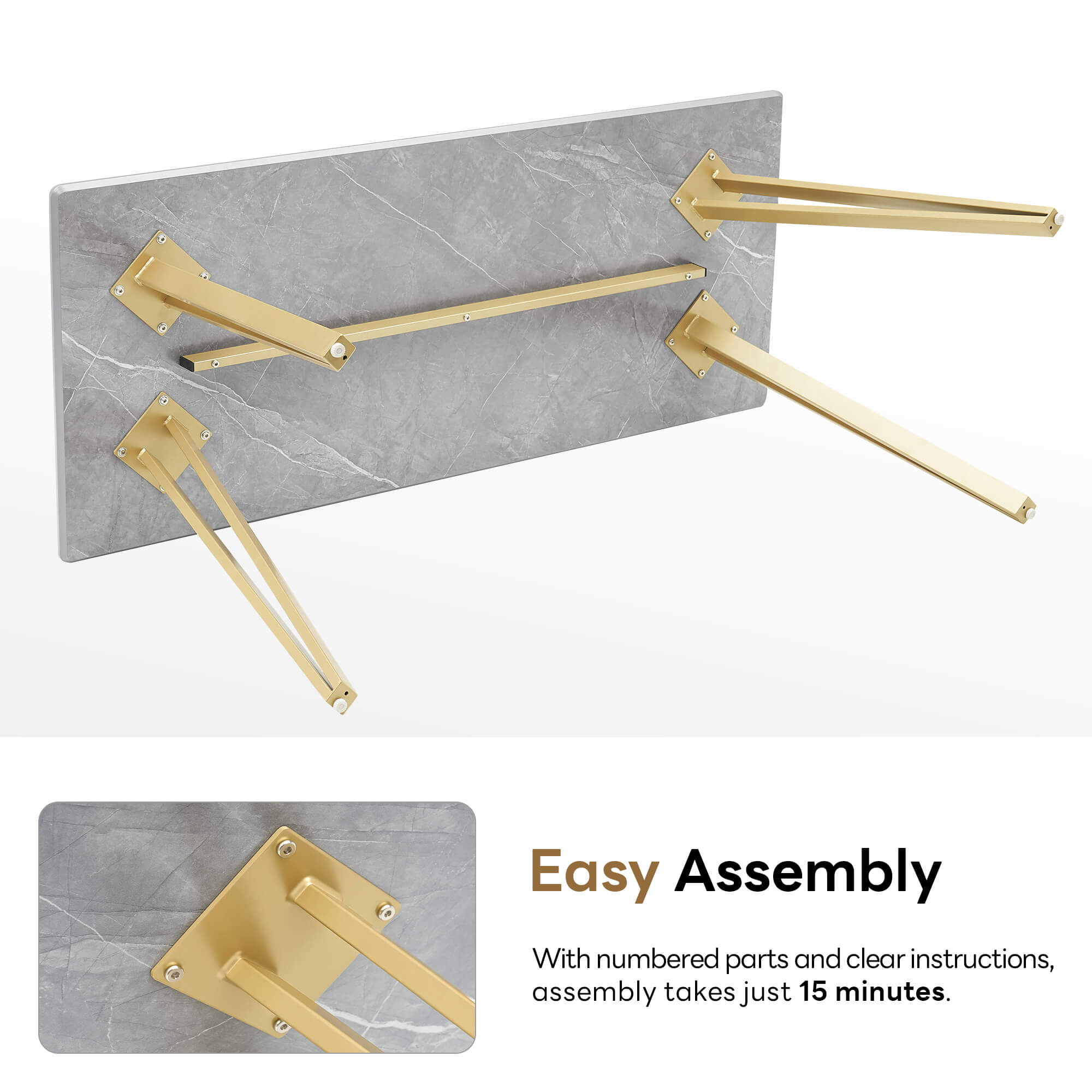 ivinta White Dining Table for 4-6, 55" Modern Rectangle Kitchen Table for Dining Room