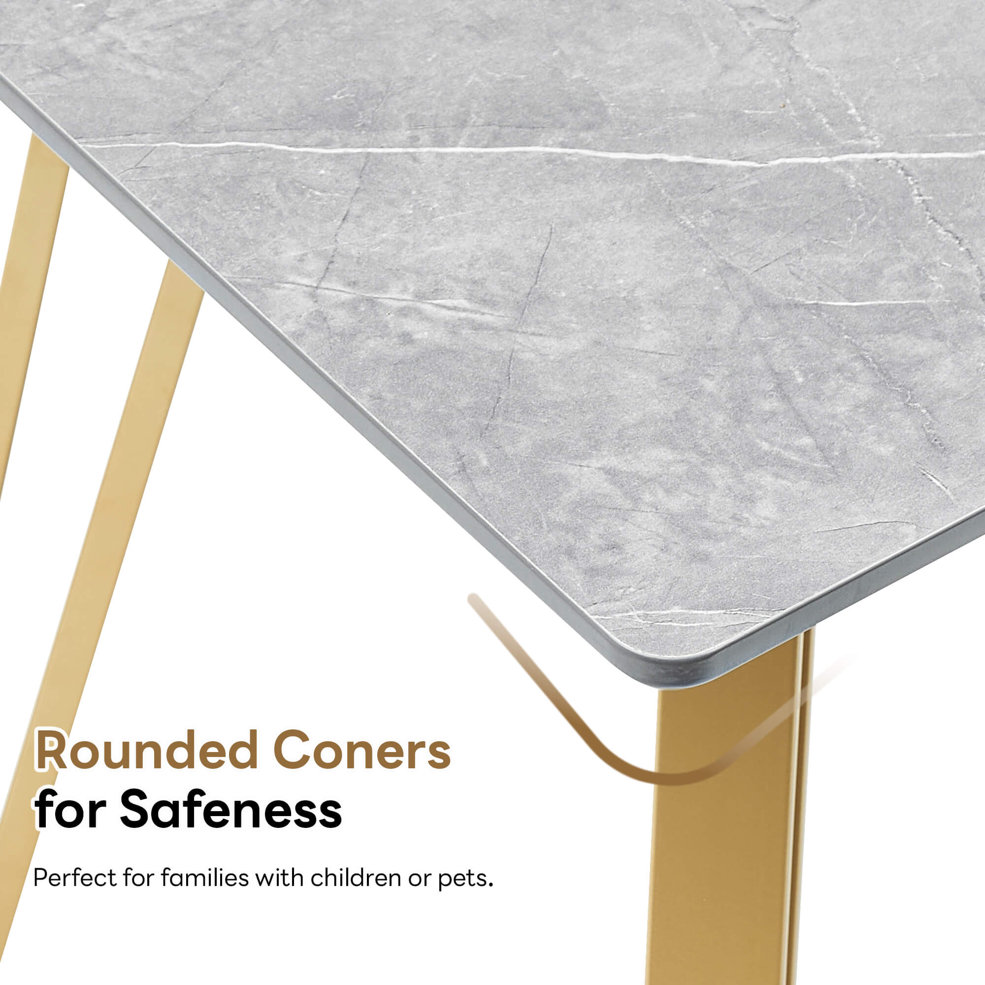 ivinta White Dining Table for 4-6, 55" Modern Rectangle Kitchen Table for Dining Room