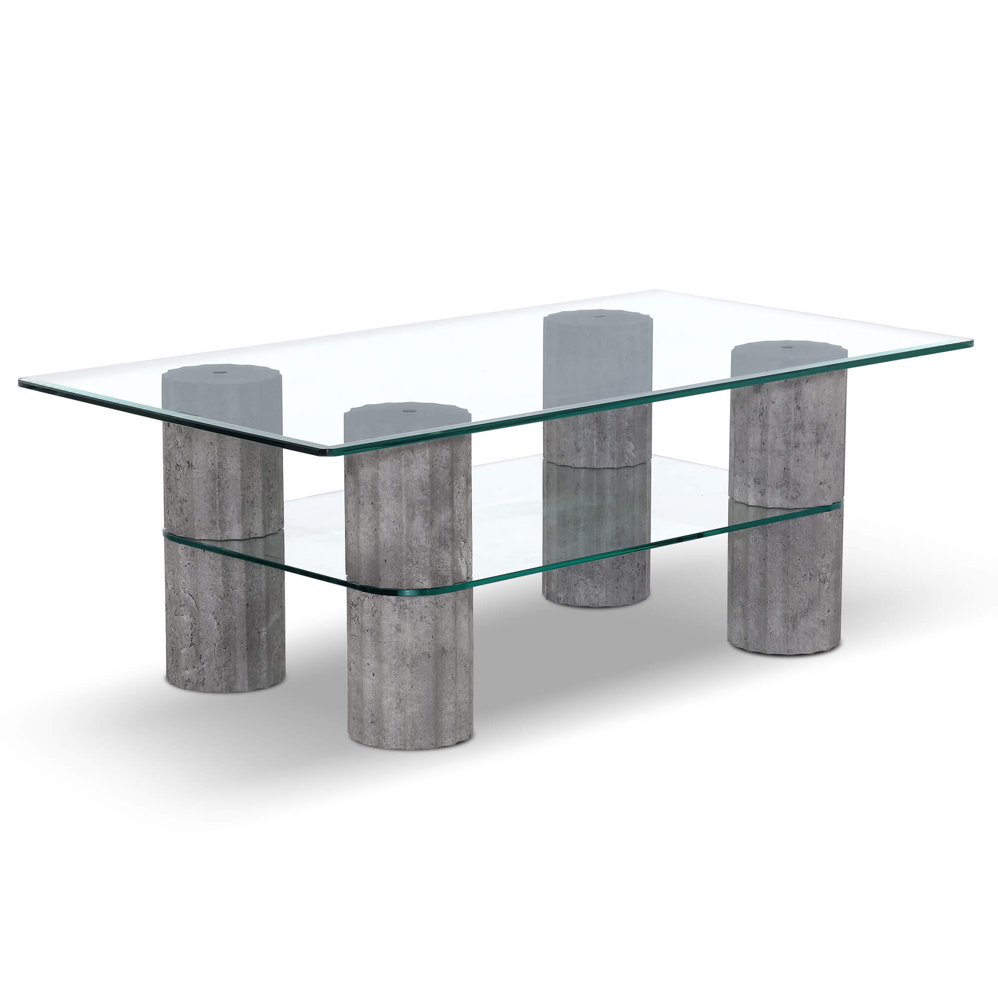 ivinta Glass Coffee Table with Storage Shelf, Small Modern Rectangular Center Table for Living Room, Wooden Legs, Easy Assembly, 44W×24D