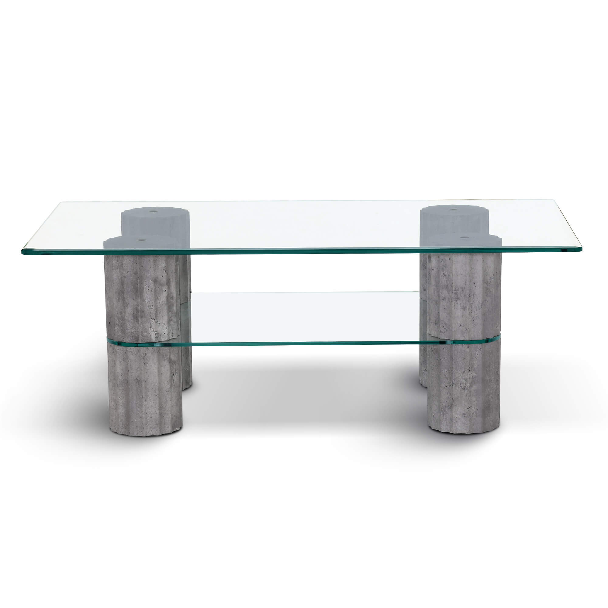 ivinta Glass Coffee Table with Storage Shelf, Small Modern Rectangular Center Table for Living Room, Wooden Legs, Easy Assembly, 44W×24D