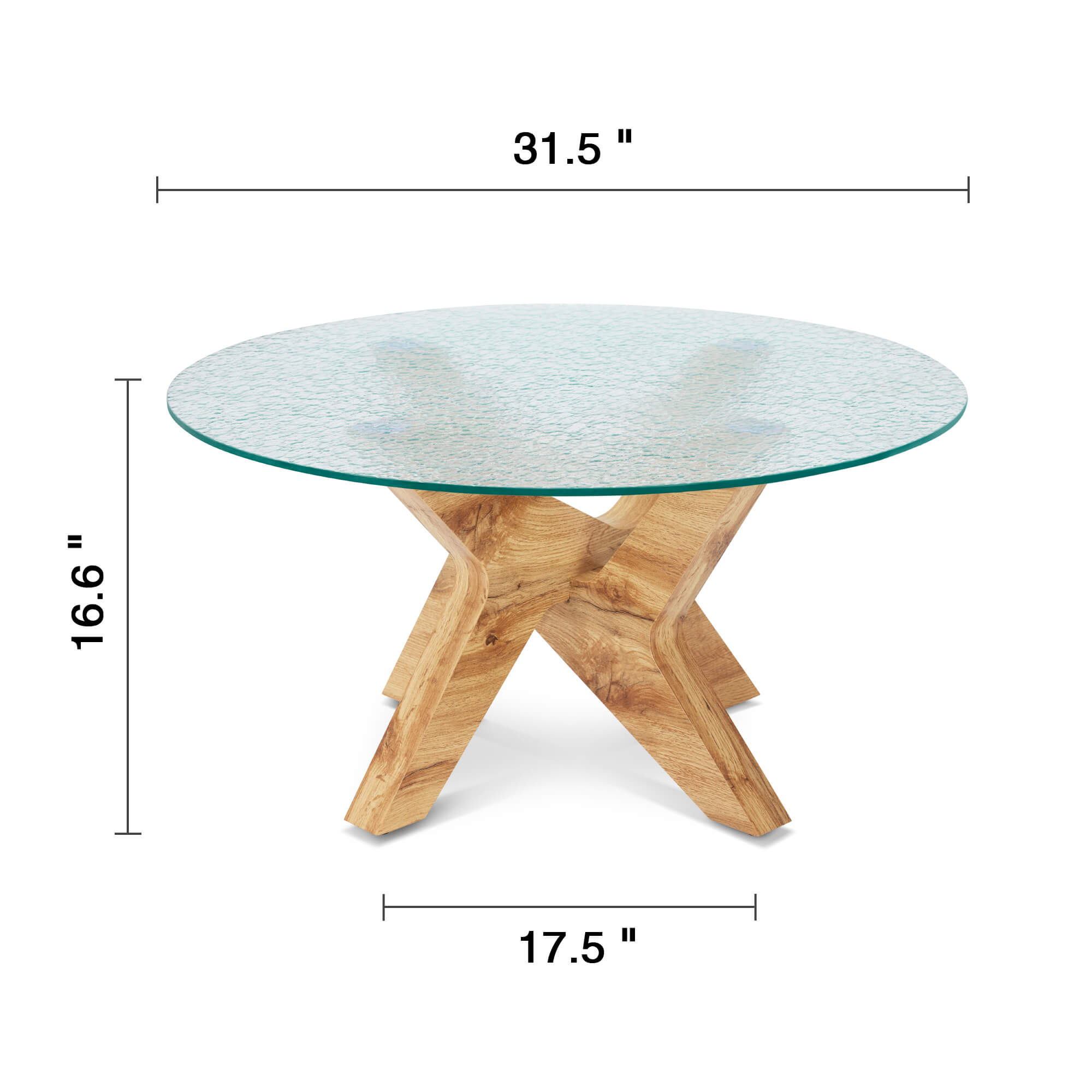 ivinta Round Glass Coffee Table, 31.5" Modern Small Center Table with Tempered Glass Top and MDF Legs for Living Room, Bedroom, Office