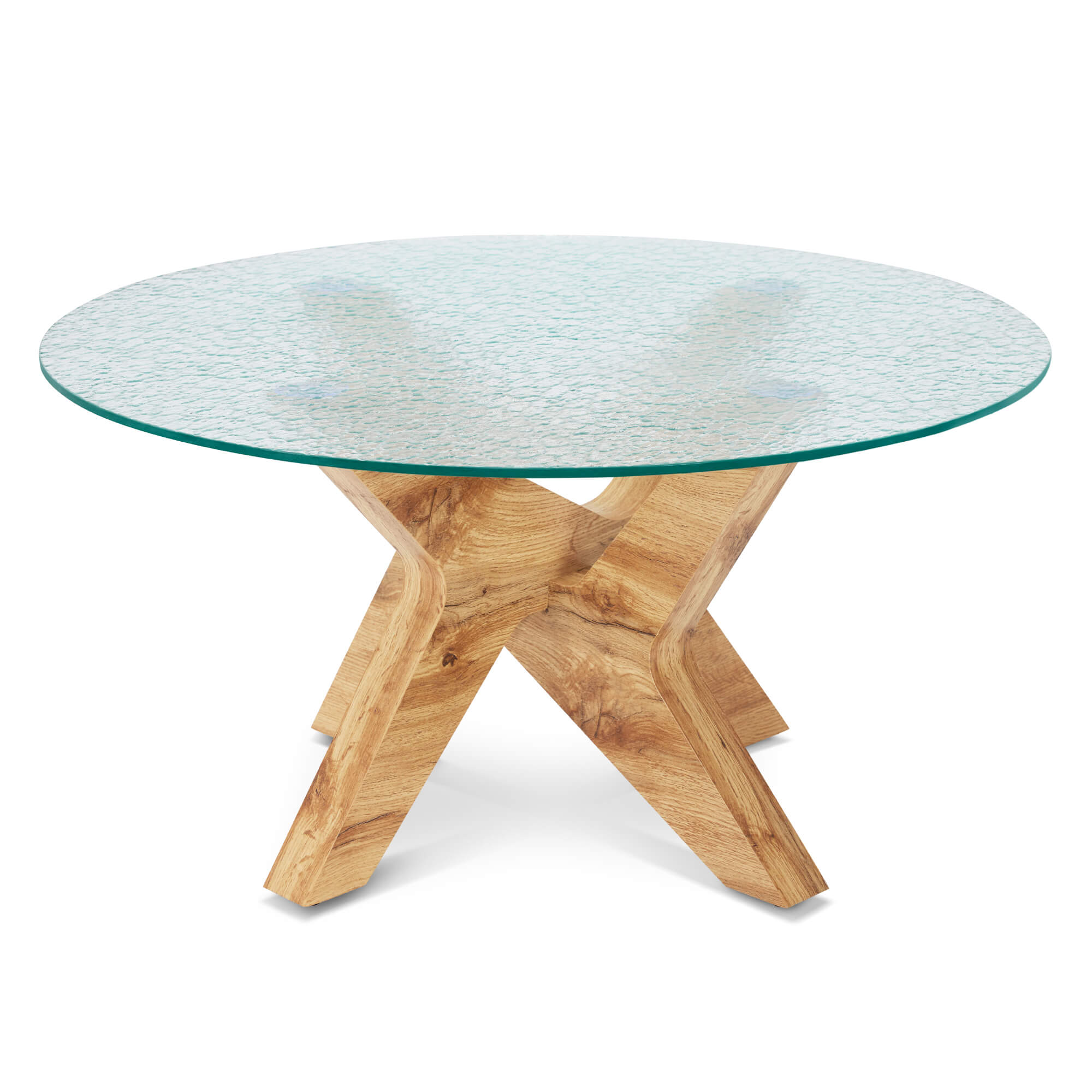 ivinta Round Glass Coffee Table, 31.5" Modern Small Center Table with Tempered Glass Top and MDF Legs for Living Room, Bedroom, Office