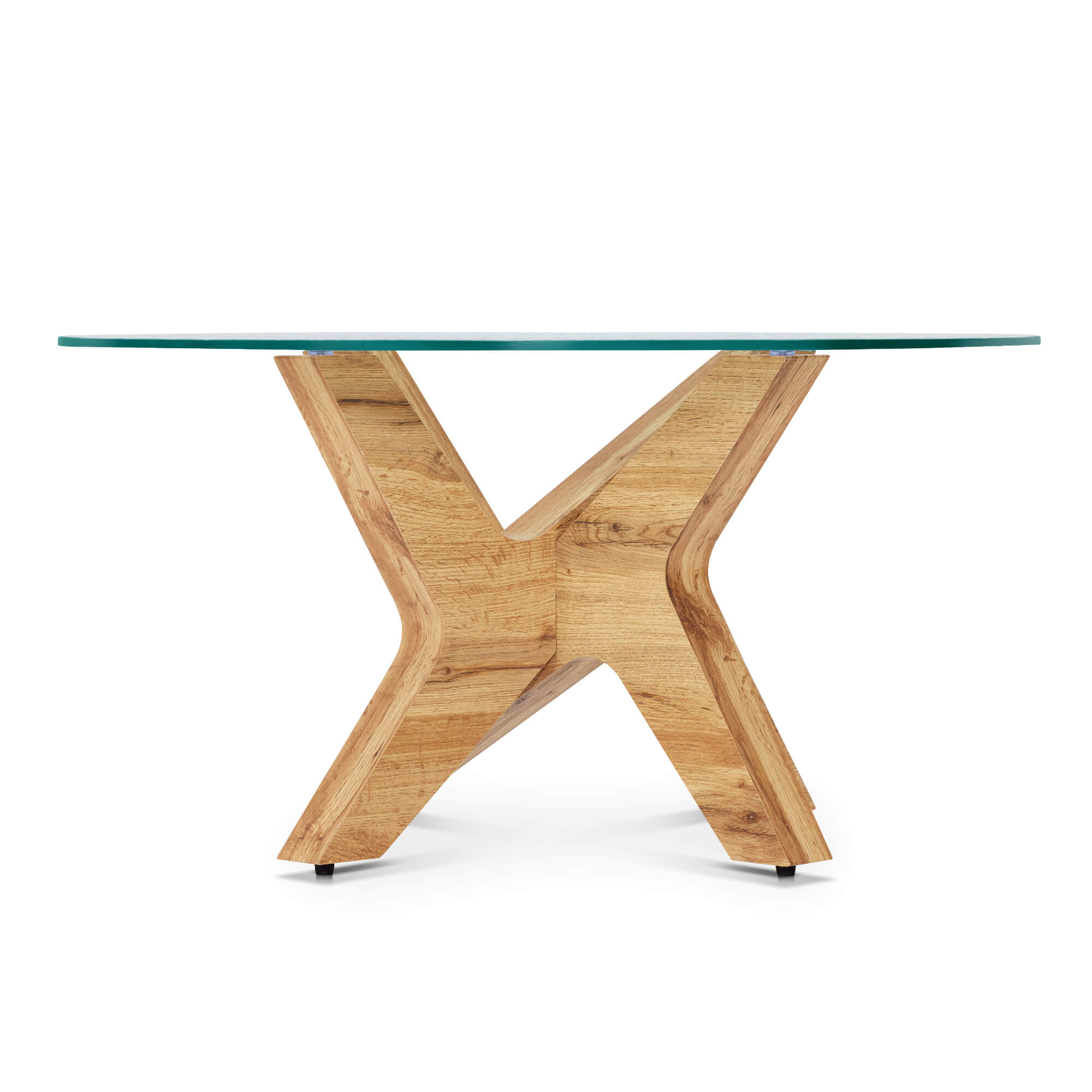 ivinta Round Glass Coffee Table, 31.5" Modern Small Center Table with Tempered Glass Top and MDF Legs for Living Room, Bedroom, Office