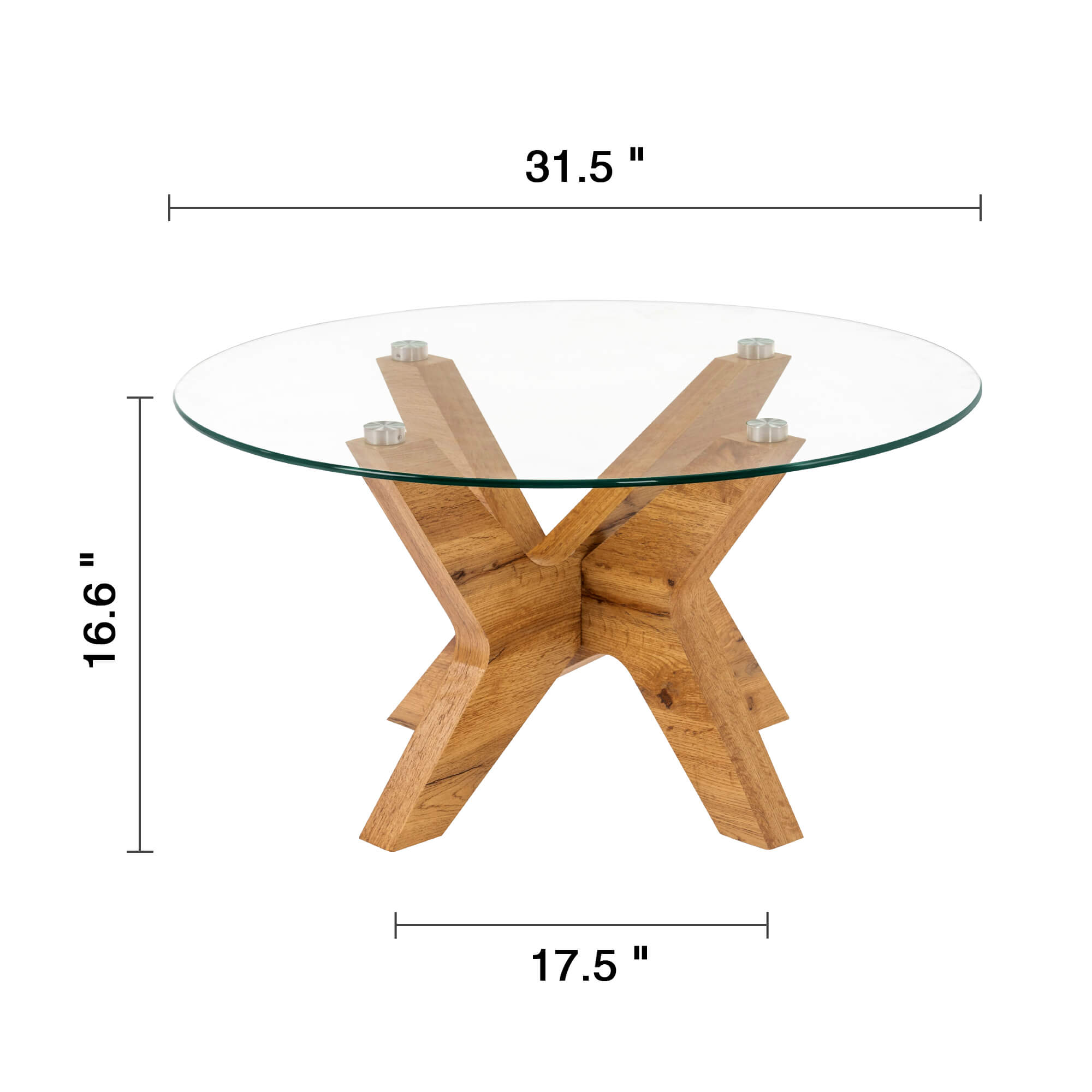 ivinta Round Glass Coffee Table, 31.5" Modern Small Center Table with Tempered Glass Top and MDF Legs for Living Room, Bedroom, Office