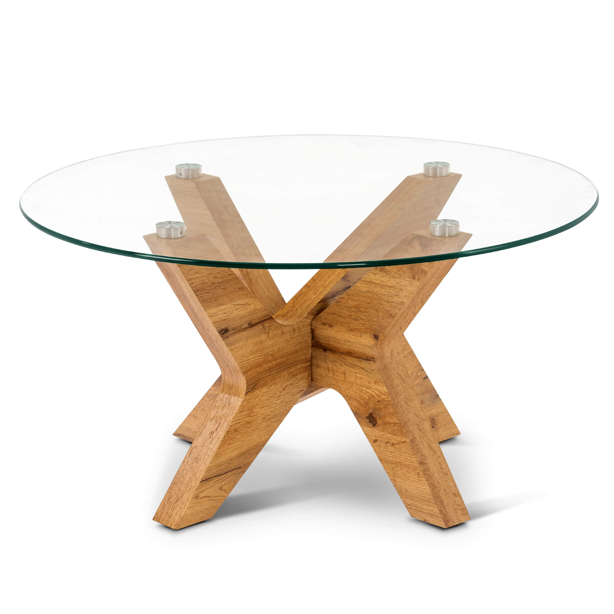 ivinta Round Glass Coffee Table, 31.5" Modern Small Center Table with Tempered Glass Top and MDF Legs for Living Room, Bedroom, Office