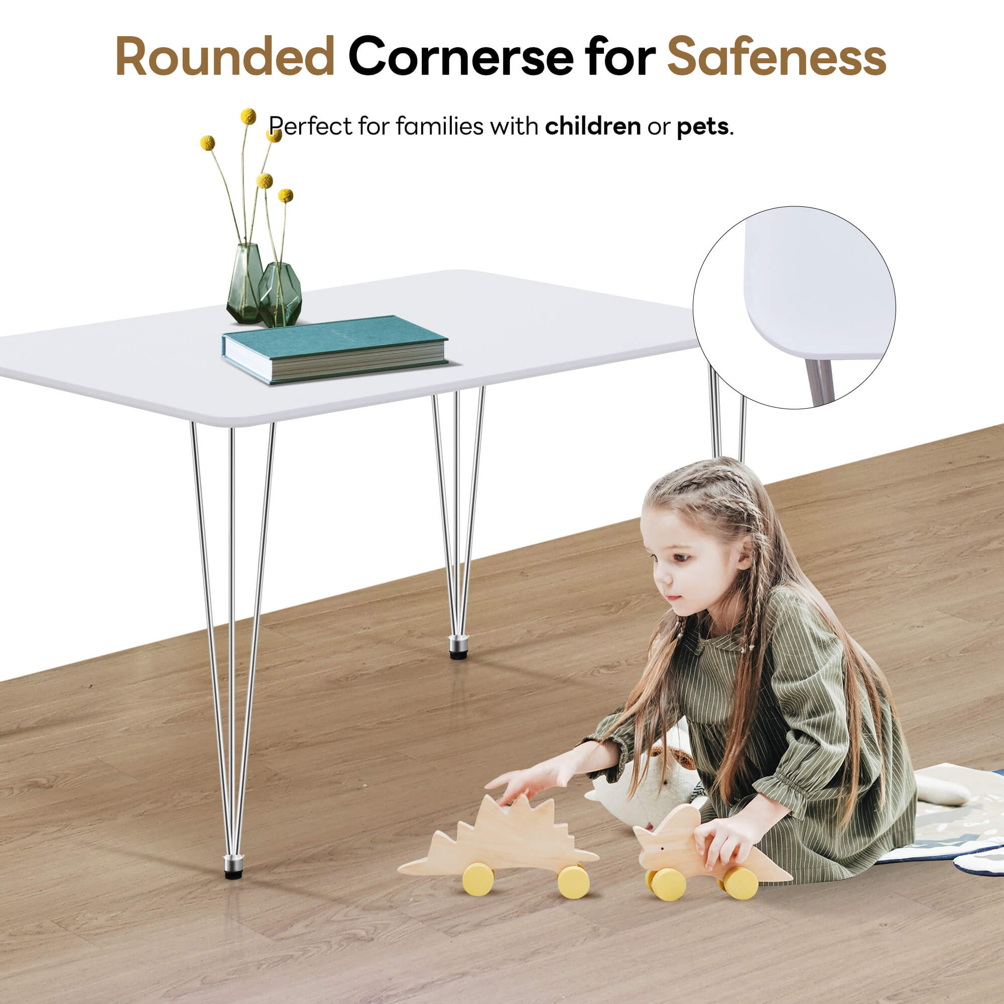 Ivinta 47" Rectangular Dining Table for Living Room, Lilac