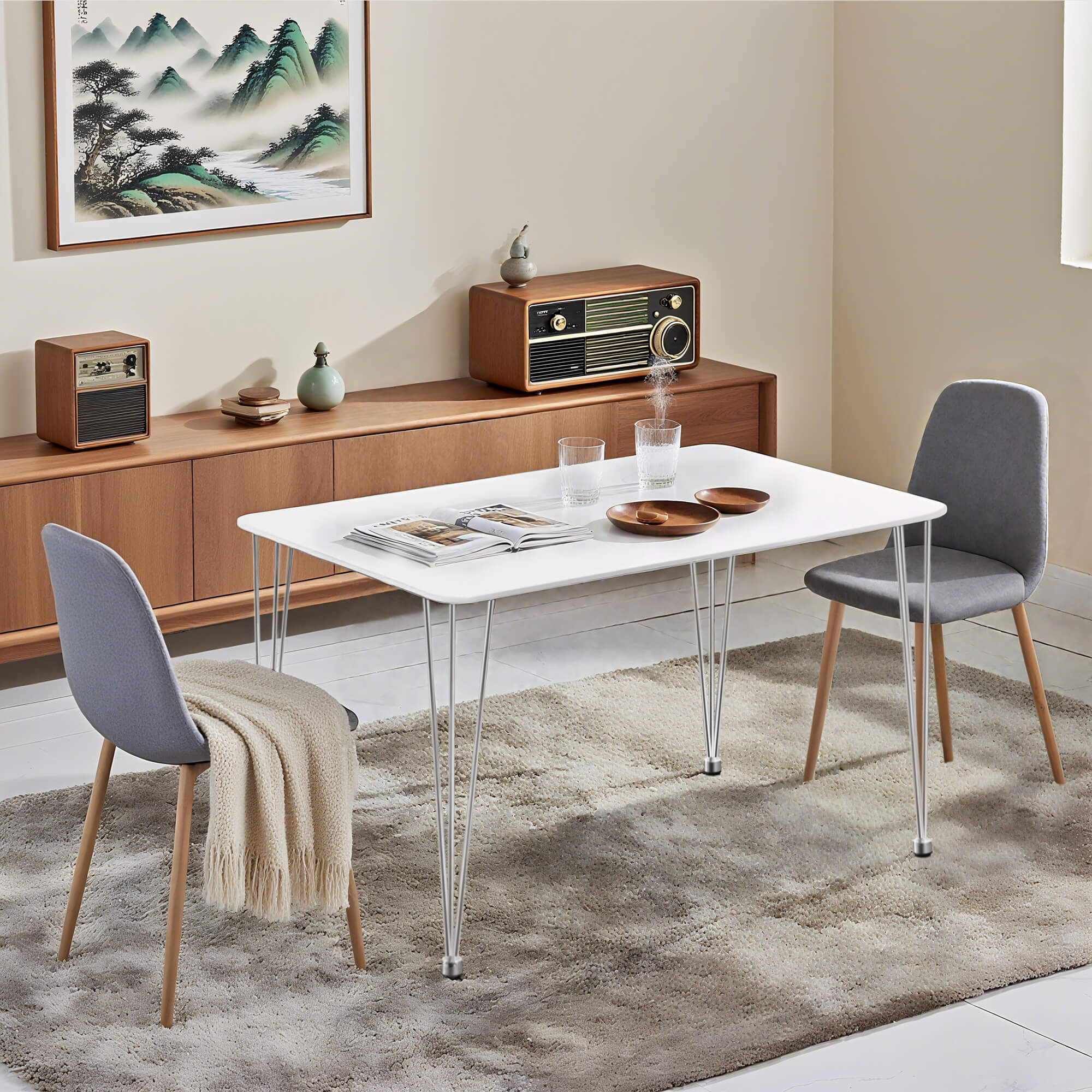 Ivinta 47" Rectangular Dining Table for Living Room, Lilac