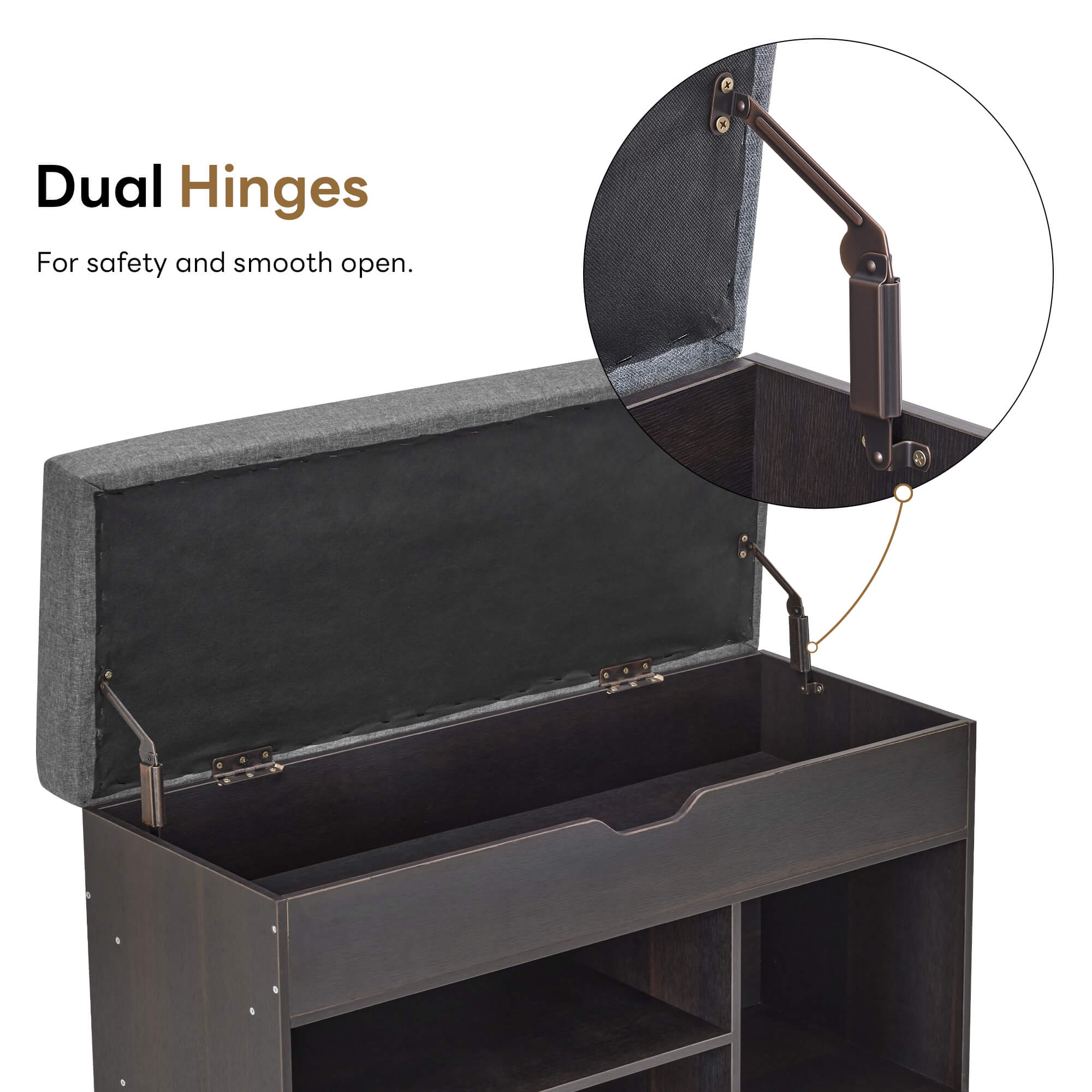 ivinta 37" Storage Bench with Padded Cushion for Living Room, 7702