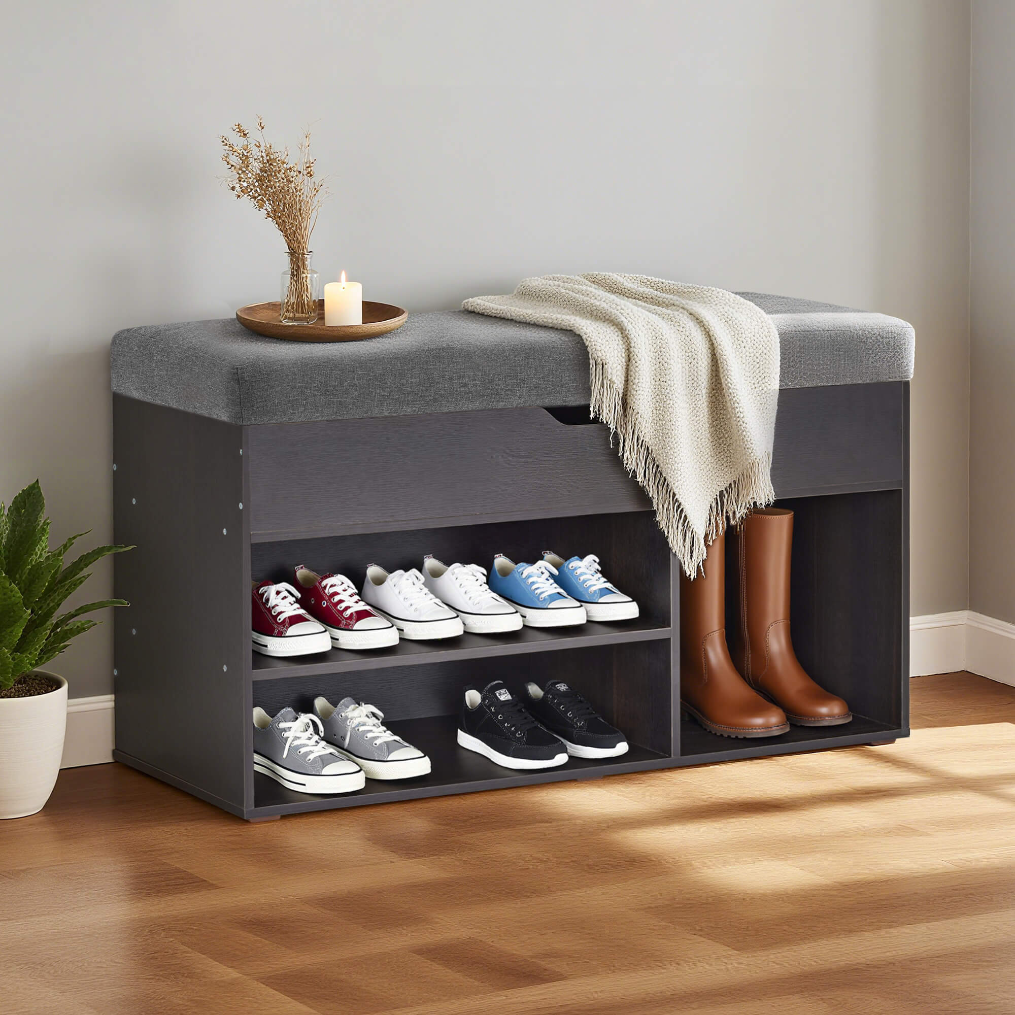 ivinta 37" Storage Bench with Padded Cushion for Living Room, 7702