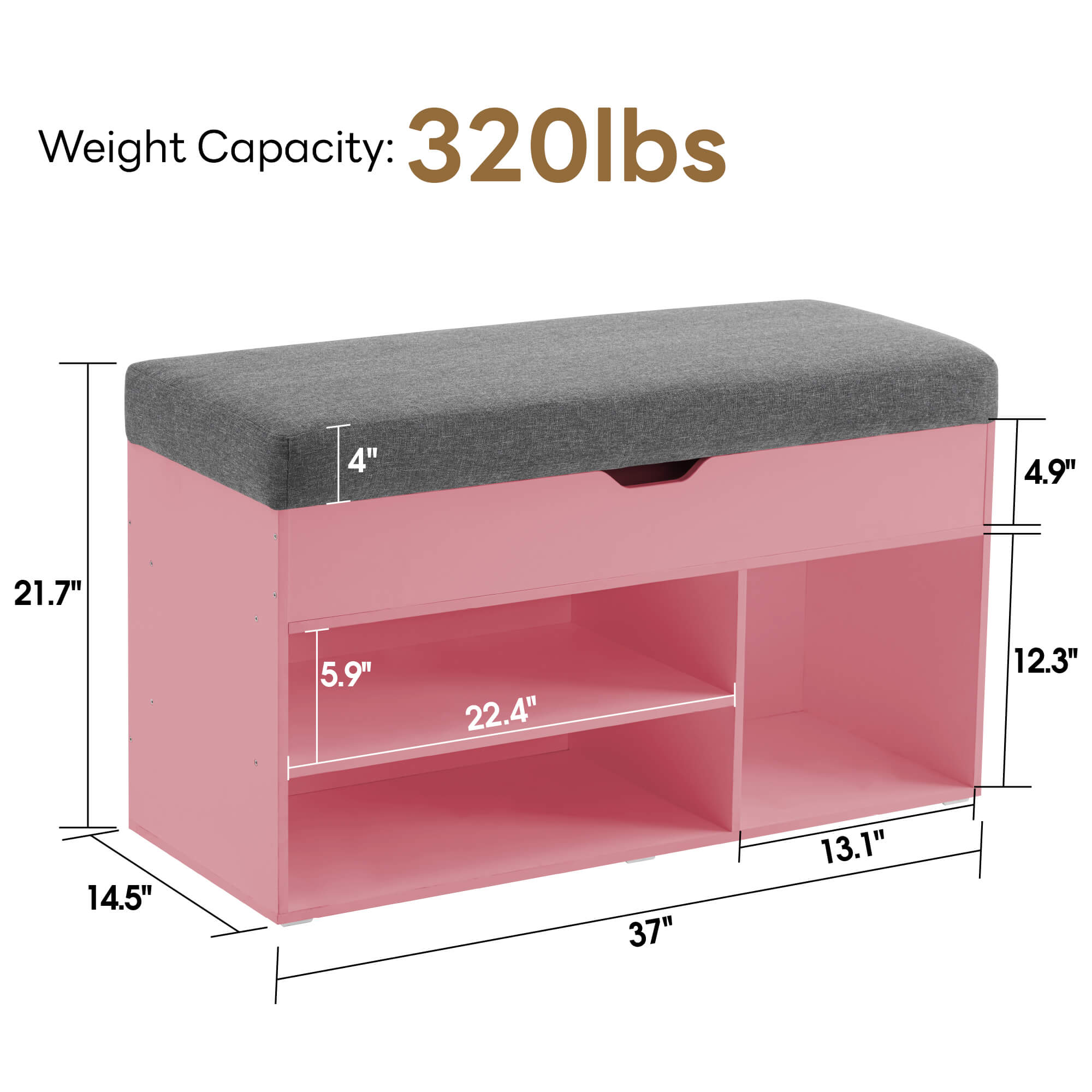 ivinta 37" Storage Bench with Padded Cushion for Living Room, 7702