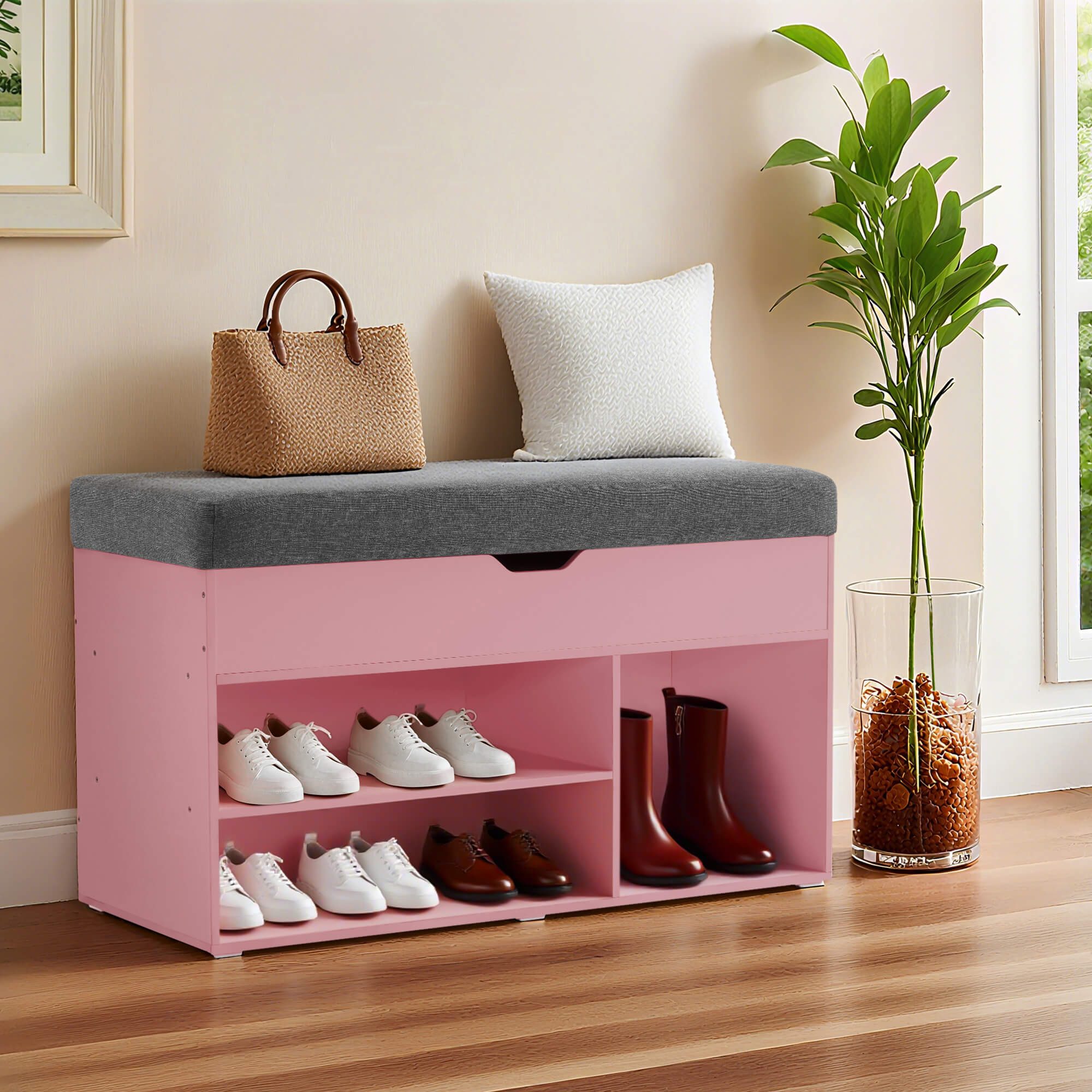 ivinta 37" Storage Bench with Padded Cushion for Living Room, 7702