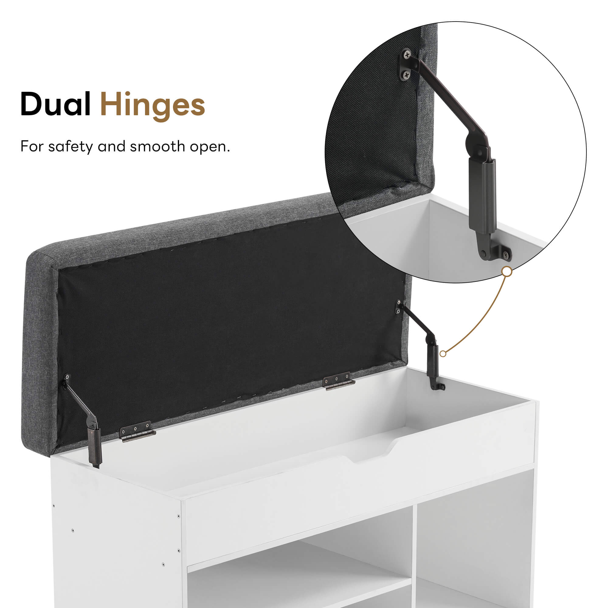 ivinta 37" Storage Bench with Padded Cushion for Living Room, 7702