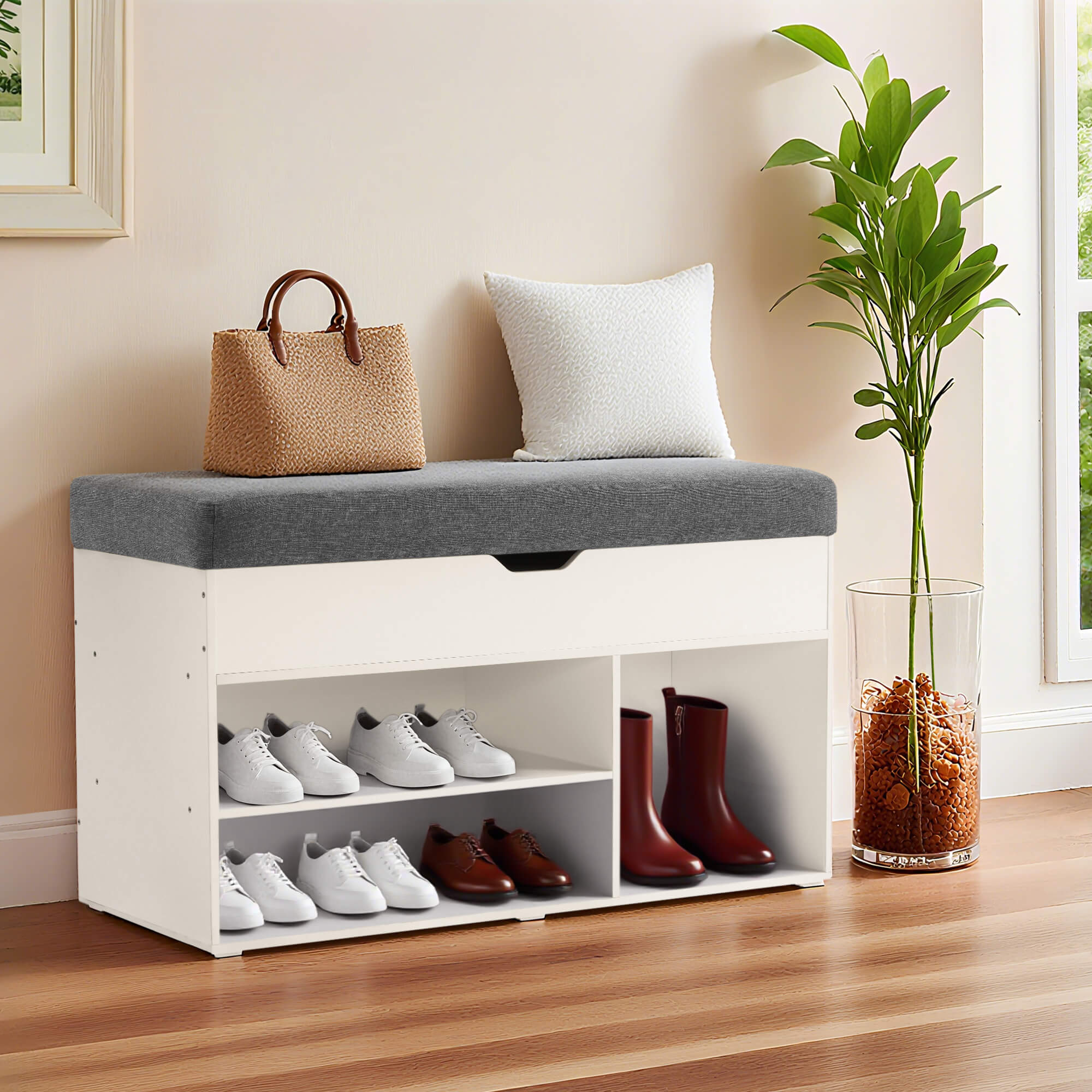 ivinta 37" Storage Bench with Padded Cushion for Living Room, 7702