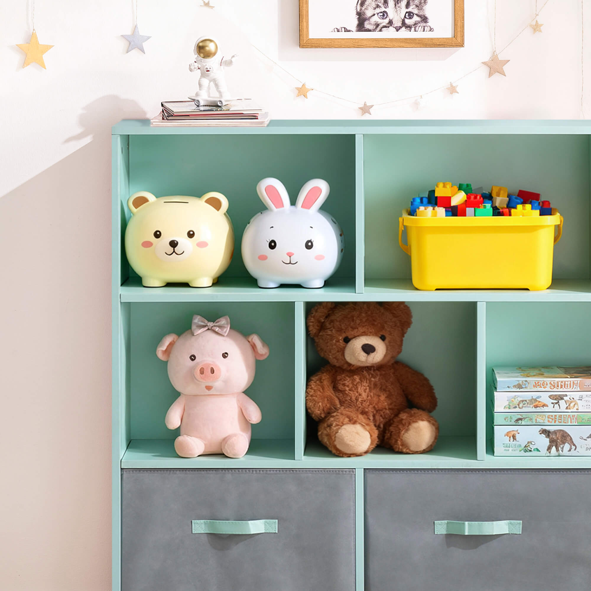 Ivinta 3-Tier Storage Bookcase for Kids, Simple Wood Display Cabinet for Bedroom