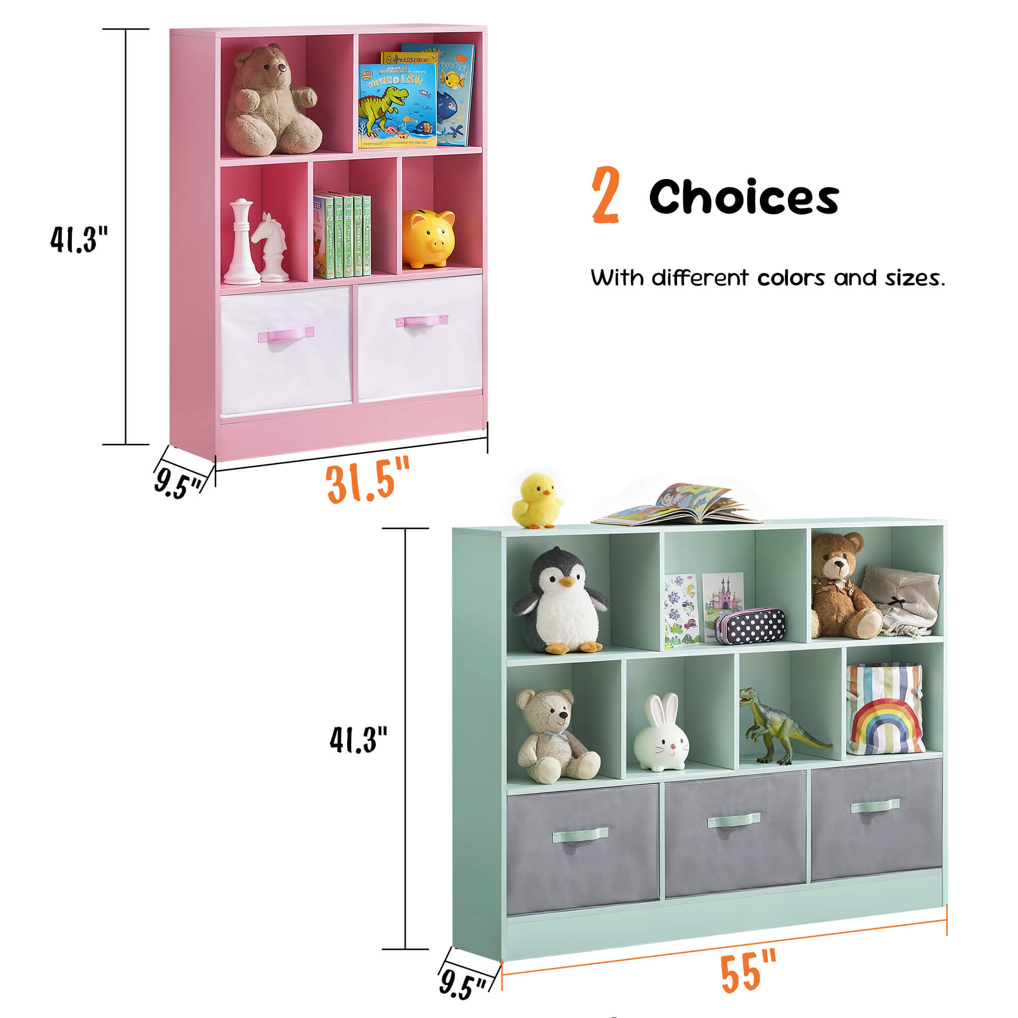 Ivinta 3-Tier Storage Bookcase for Kids, Simple Wood Display Cabinet for Bedroom
