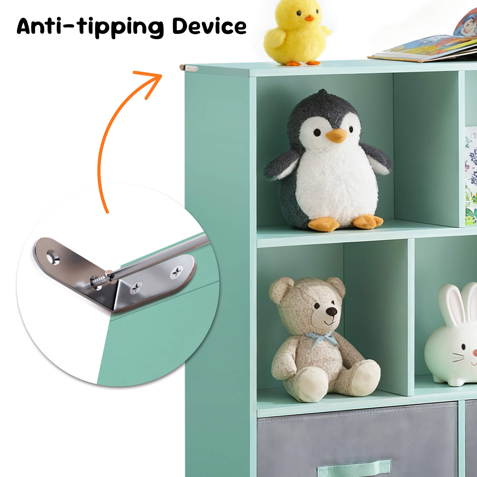 Ivinta 3-Tier Storage Bookcase for Kids, Simple Wood Display Cabinet for Bedroom