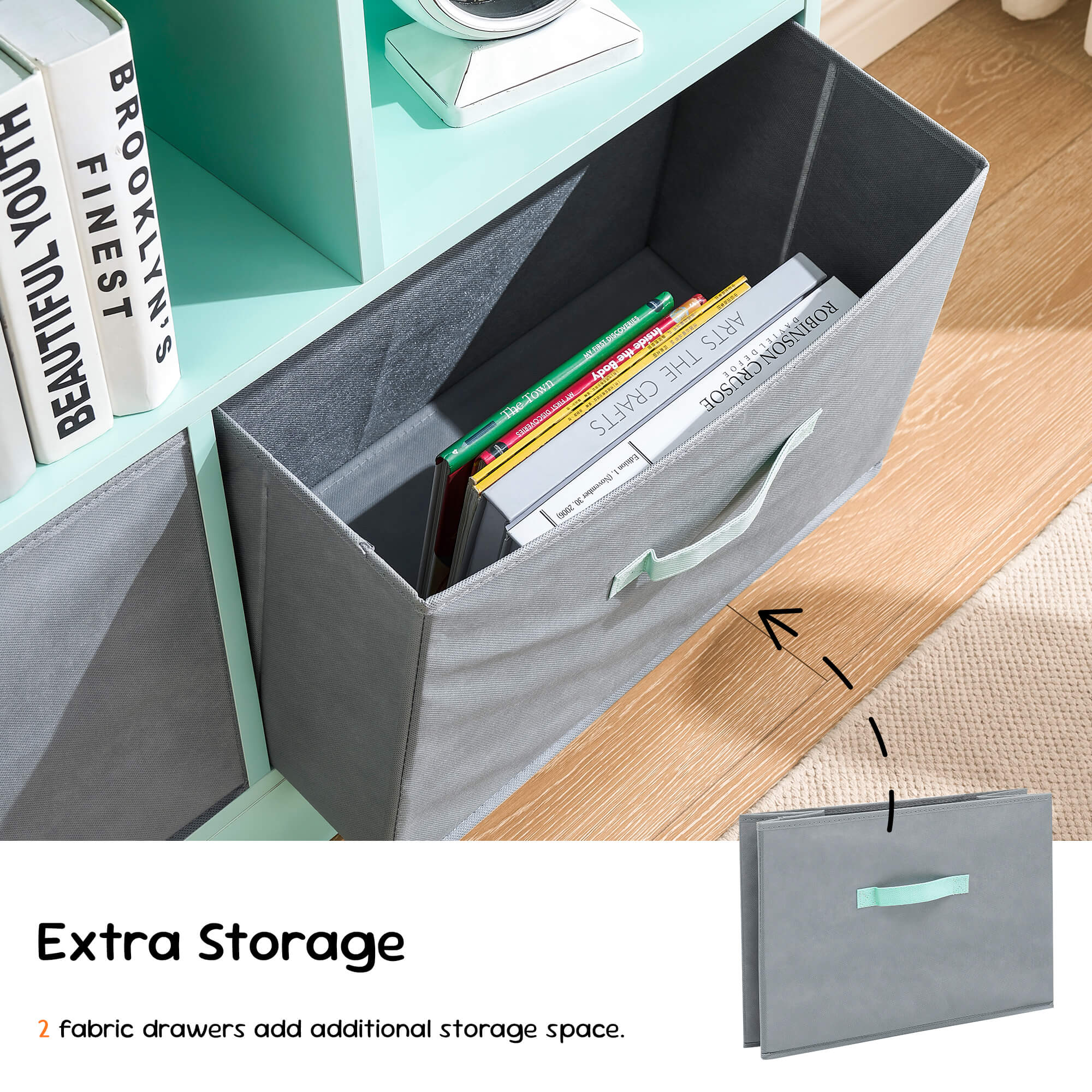 Ivinta 3-Tier Storage Bookcase for Kids, Simple Wood Display Cabinet for Bedroom