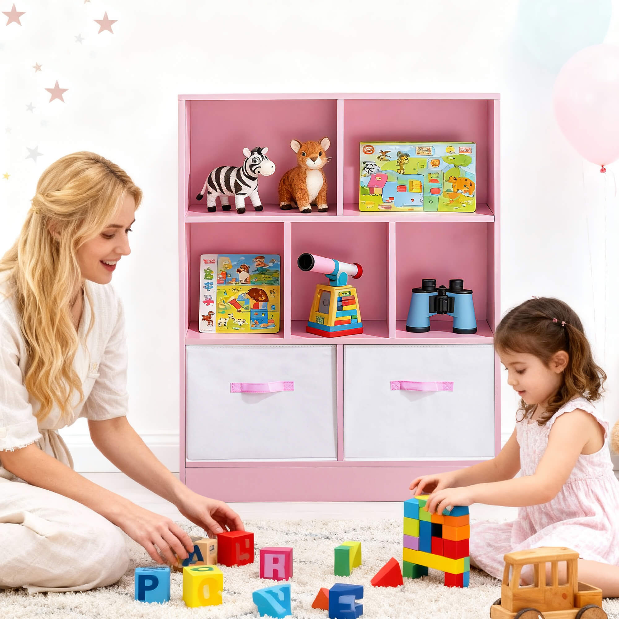 Ivinta 3-Tier Storage Bookcase for Kids, Simple Wood Display Cabinet for Bedroom