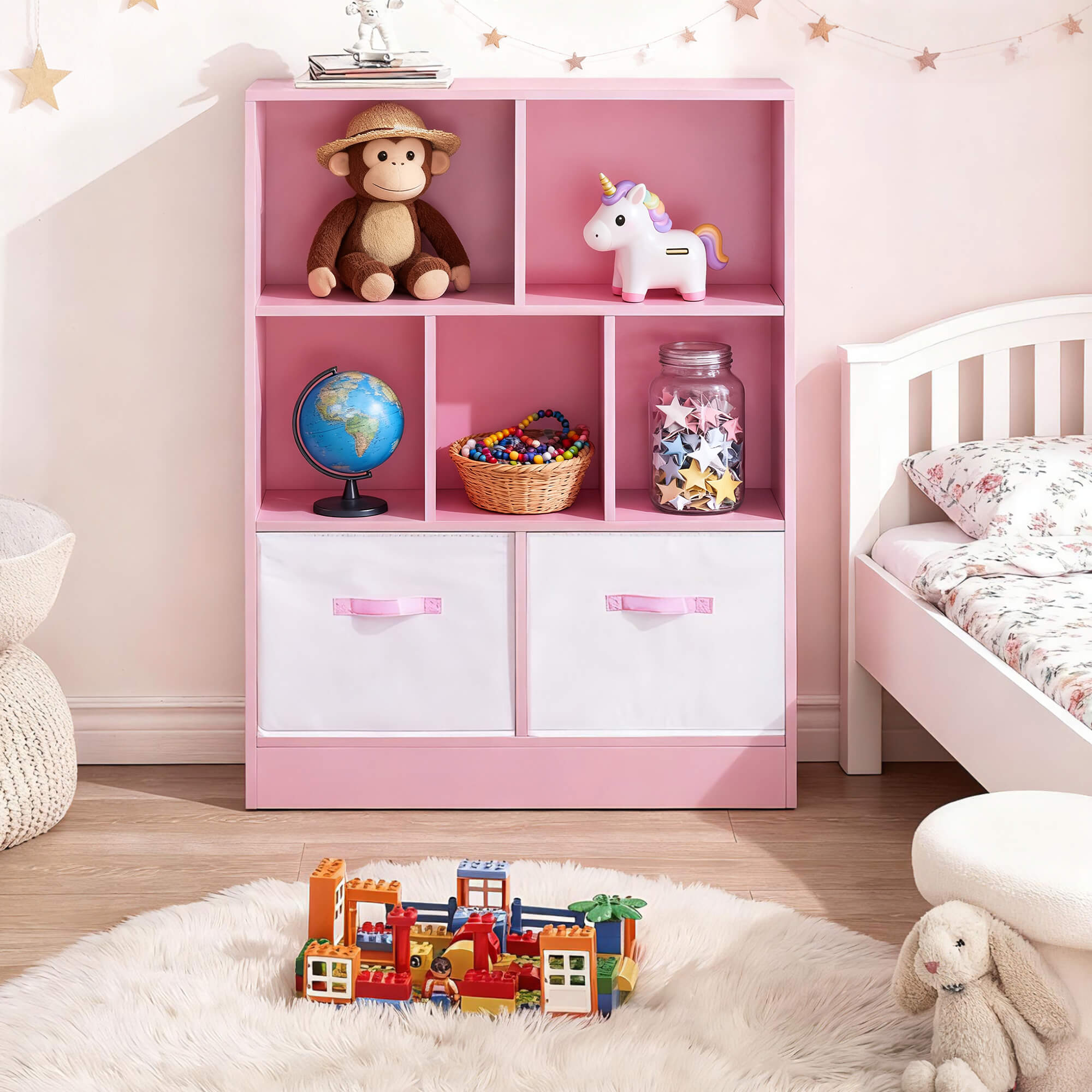 Ivinta 3-Tier Storage Bookcase for Kids, Simple Wood Display Cabinet for Bedroom