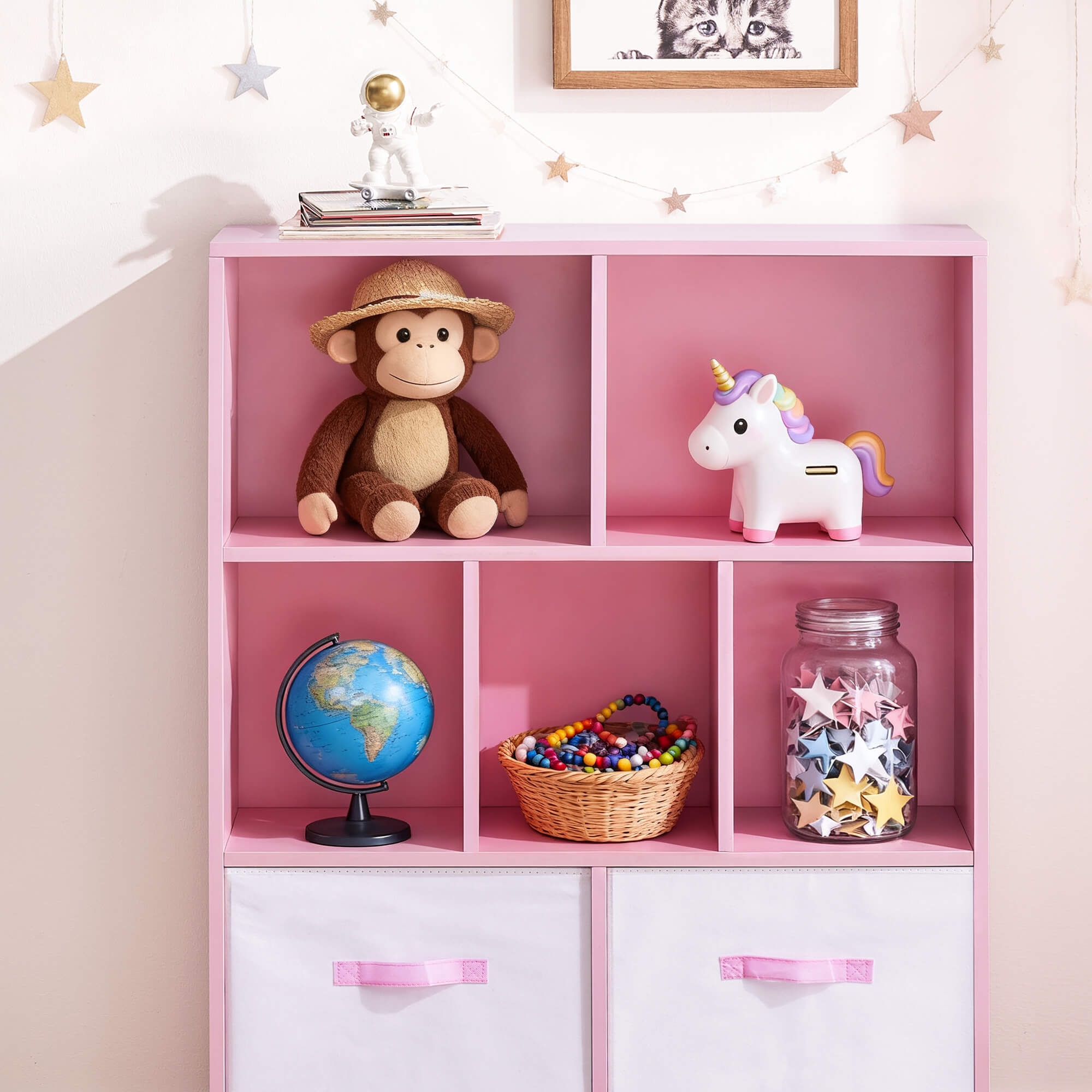 Ivinta 3-Tier Storage Bookcase for Kids, Simple Wood Display Cabinet for Bedroom