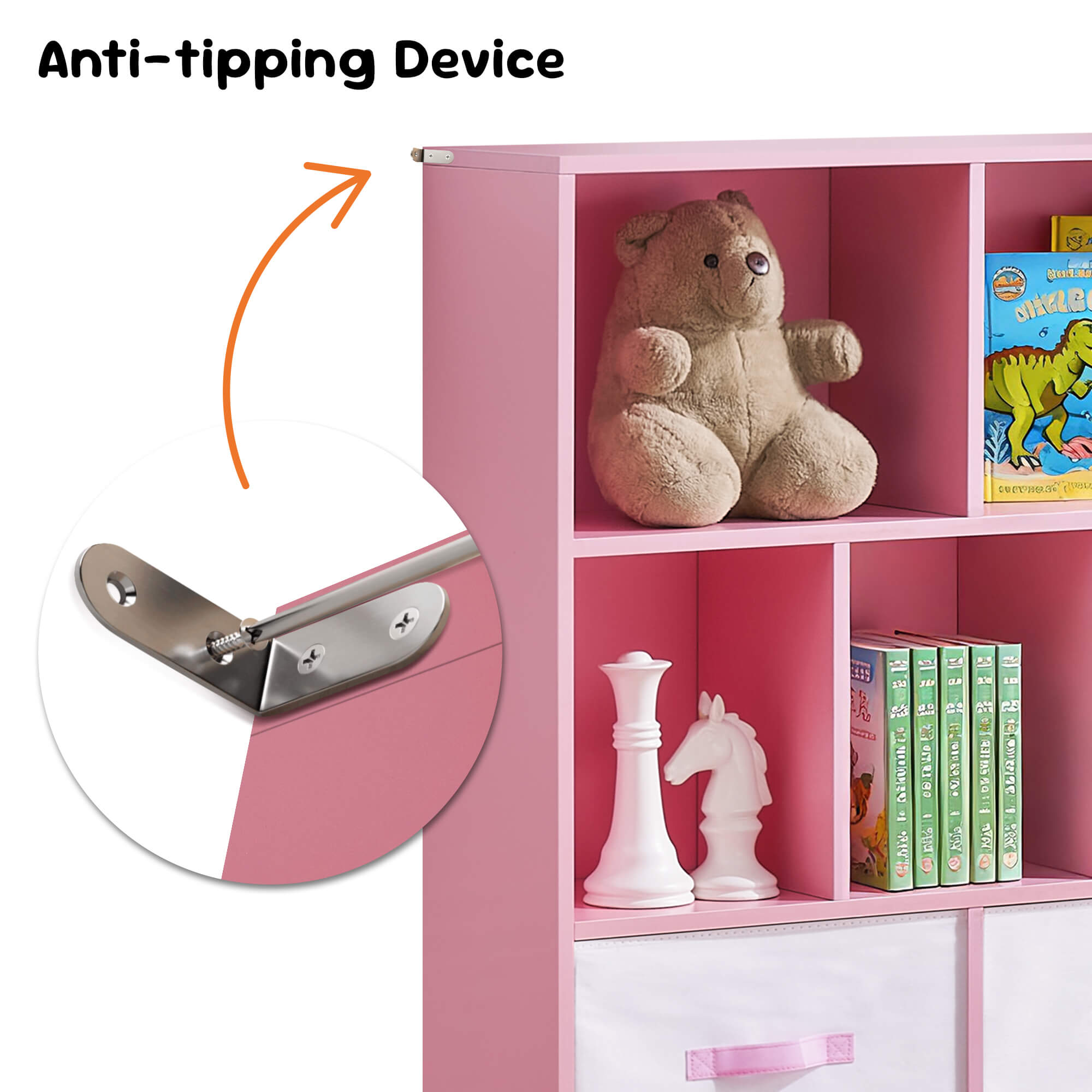 Ivinta 3-Tier Storage Bookcase for Kids, Simple Wood Display Cabinet for Bedroom