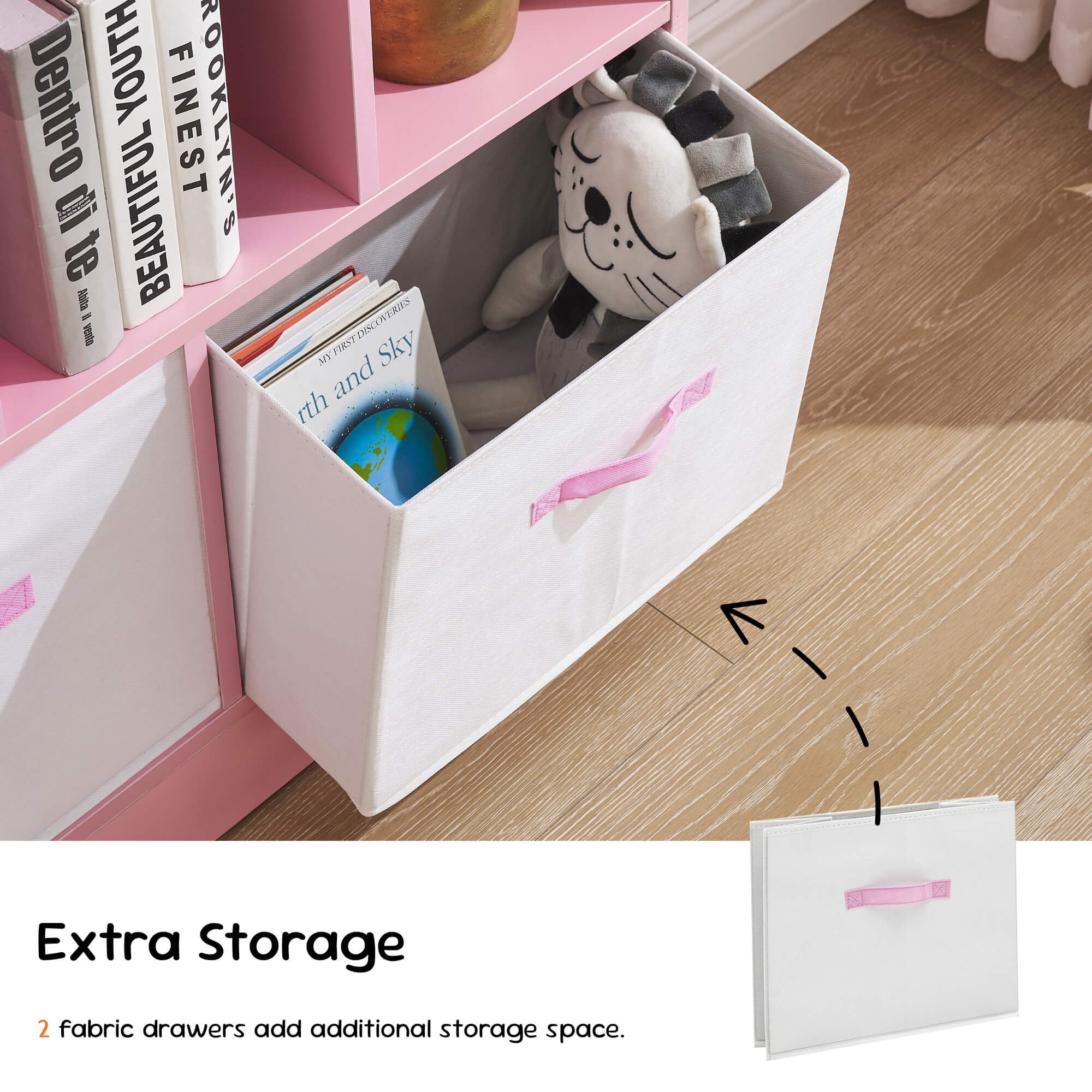 Ivinta 3-Tier Storage Bookcase for Kids, Simple Wood Display Cabinet for Bedroom