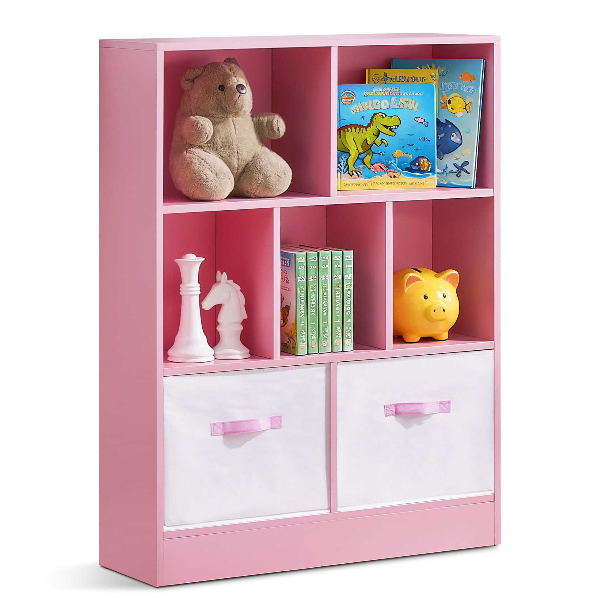 Ivinta 3-Tier Storage Bookcase for Kids, Simple Wood Display Cabinet for Bedroom