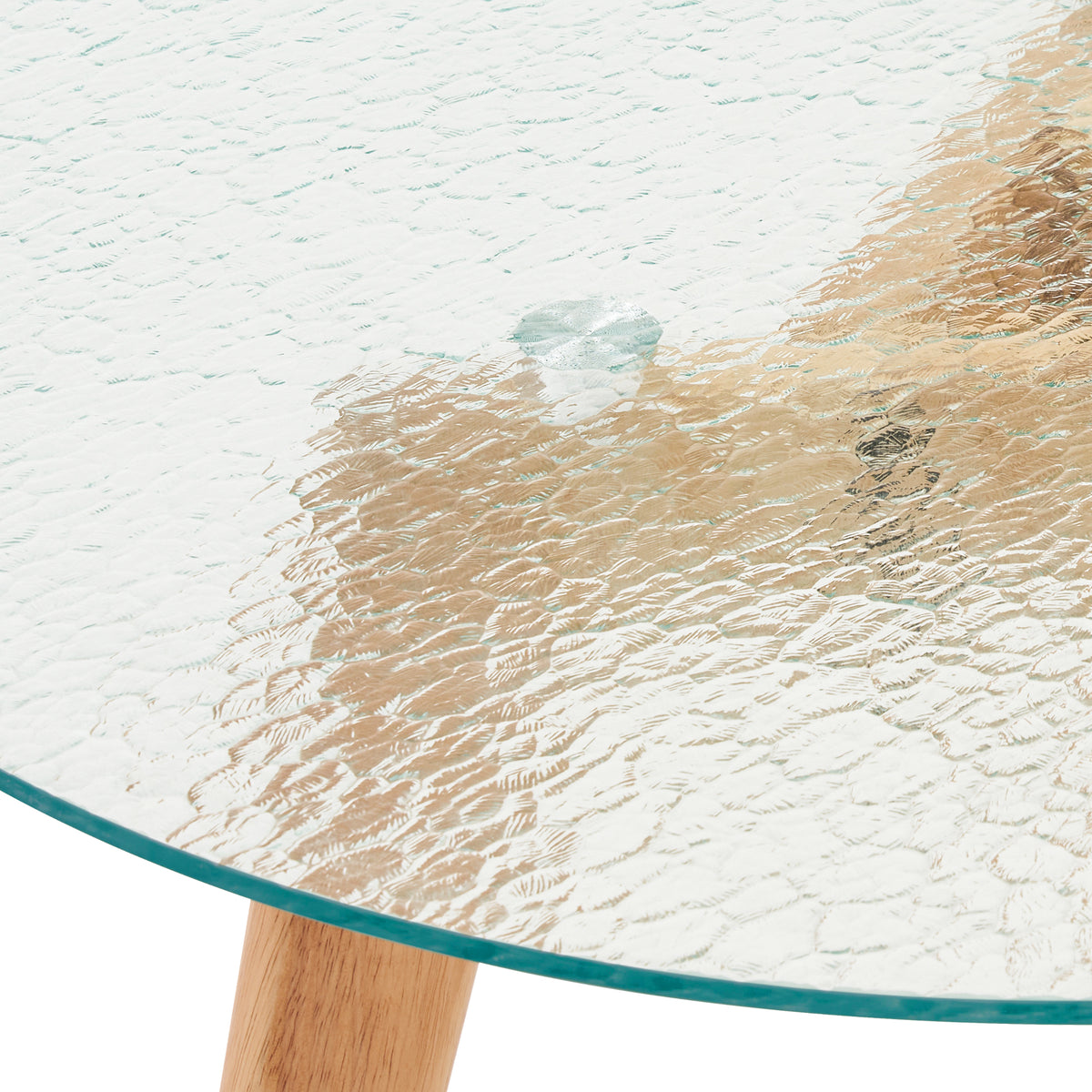 ivinta Round Dining Table with Water Rippled Glass Tabletop, Modern Le ...