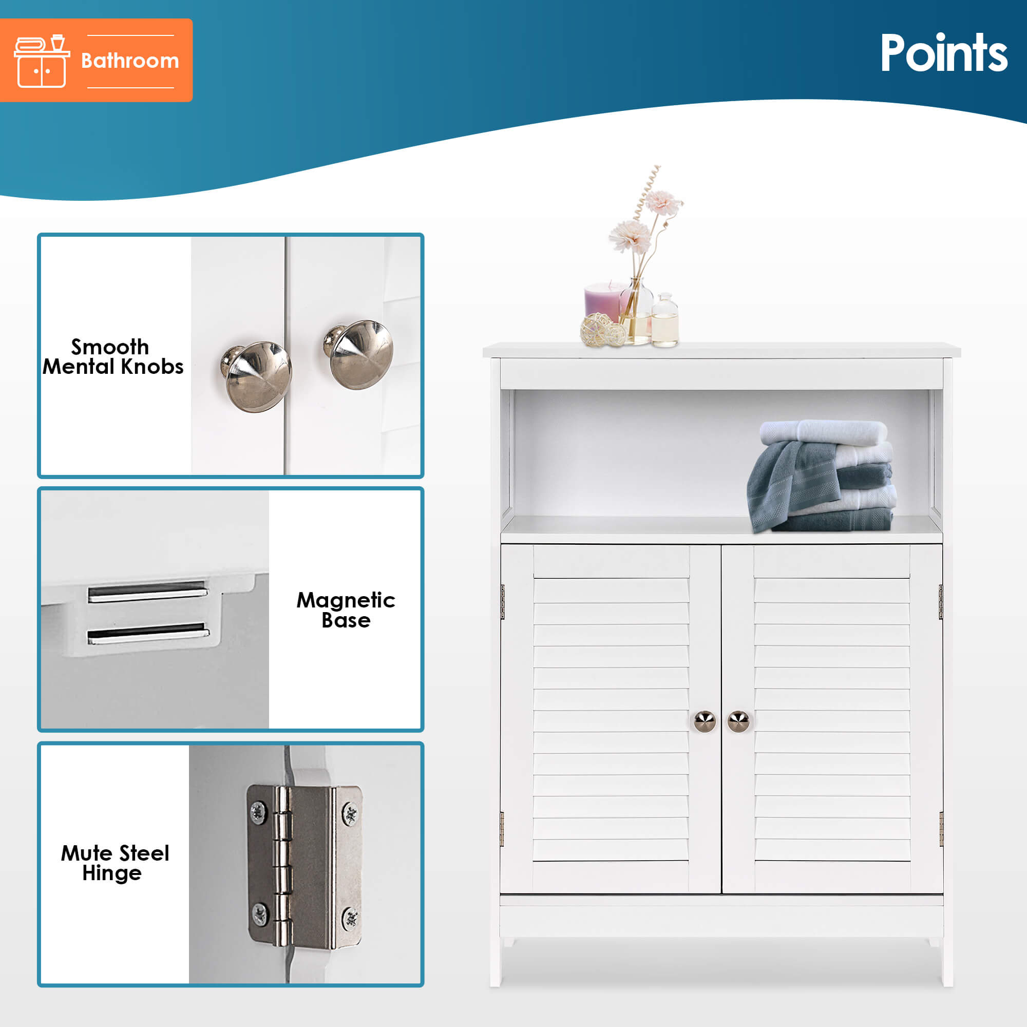 Ivinta Bathroom Floor Cabinets Freestanding Storage Cabinet with Shelves - Ivinta