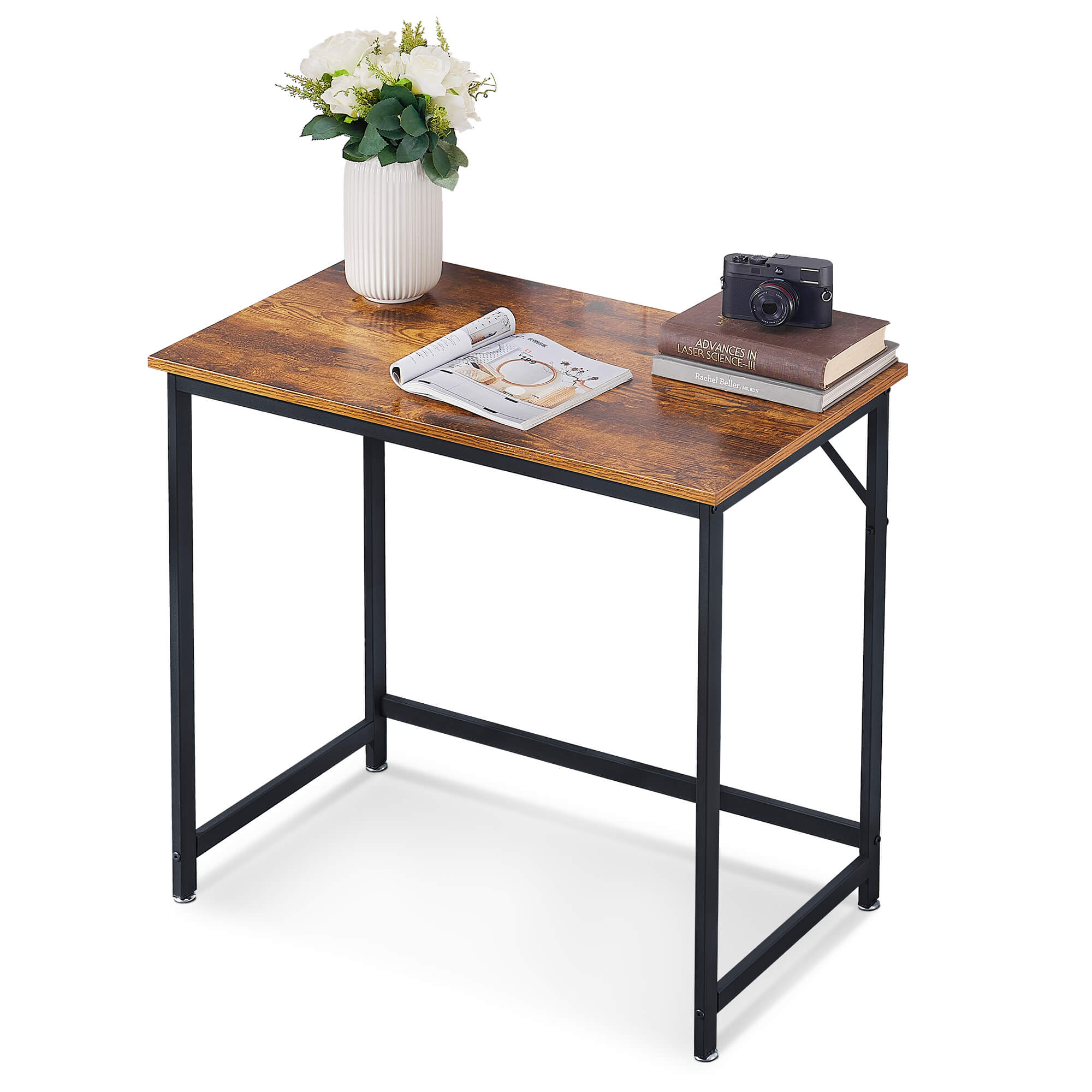 Ivinta Computer Desk, Industrial Style Study Desk with Black Frame - Ivinta