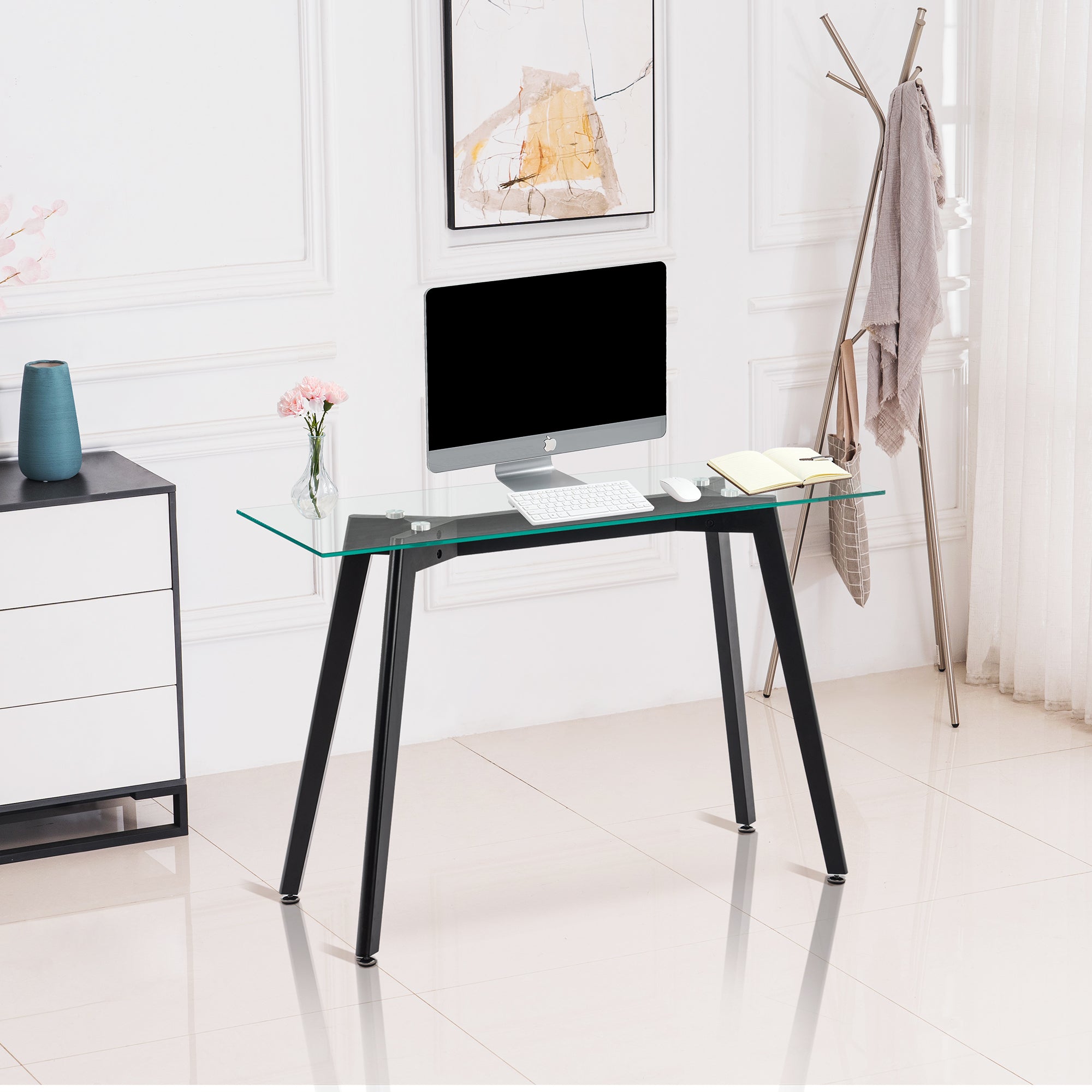 Ivinta Home Office Desk, 40-inch Simple Computer Desk, Small Writing Table for Saving Space