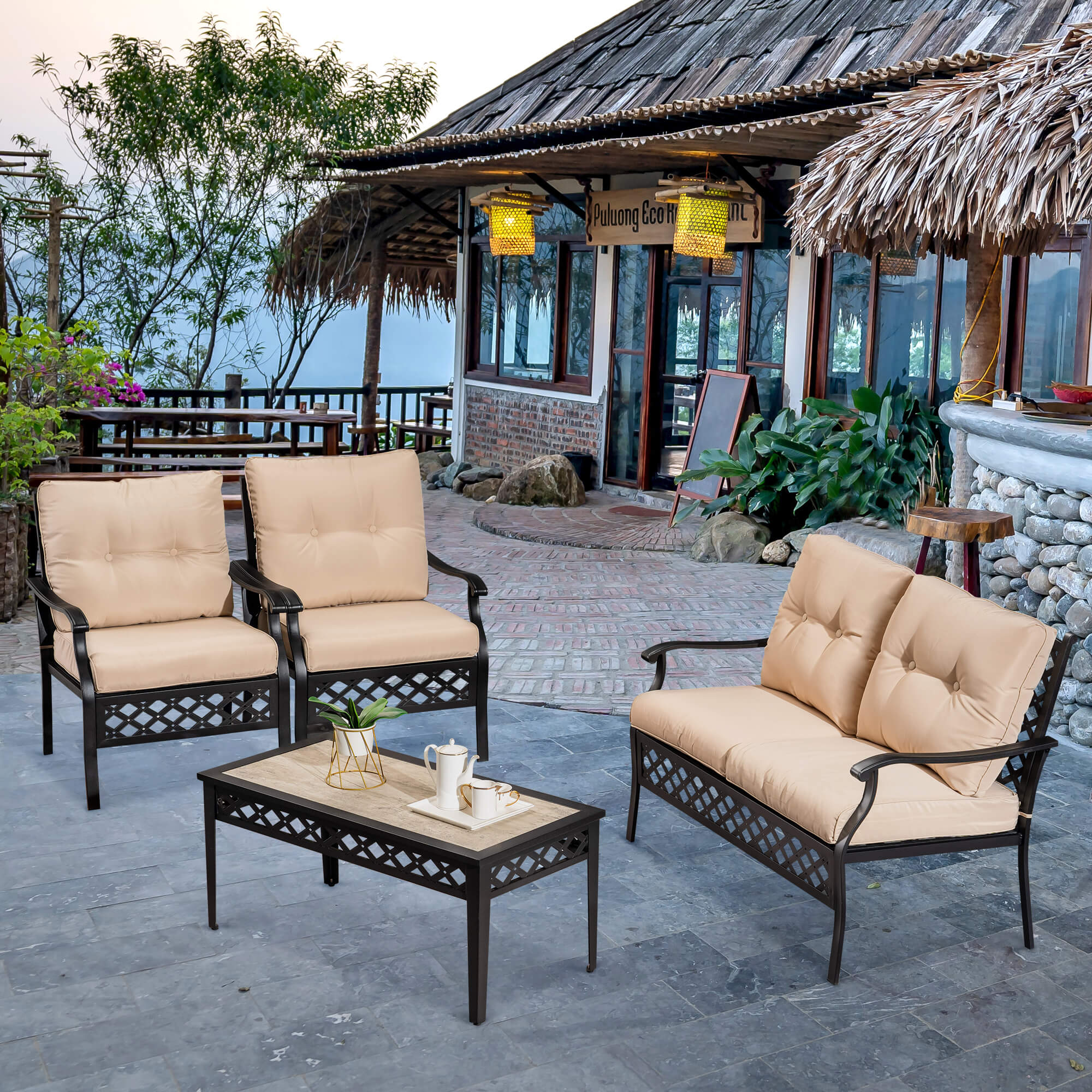 Ivinta 4 Pieces Patio Furniture Set Outdoor Sets for Home, Garden, Patio, Lawn, Poolside