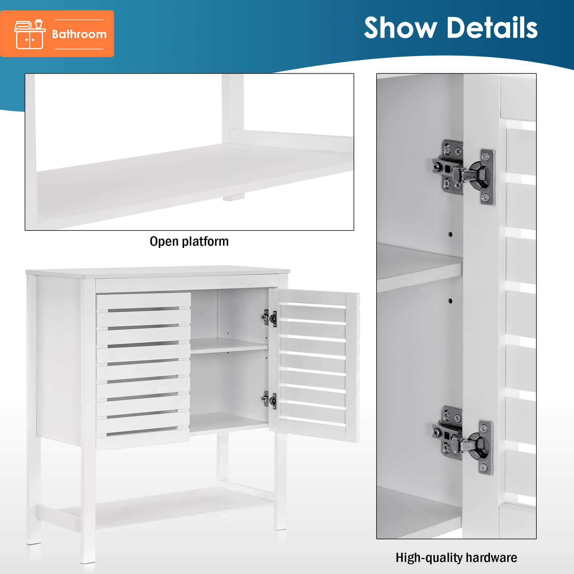 Ivinta Free Standing Bathroom Storage Cabinet with Shutter Doors - Ivinta