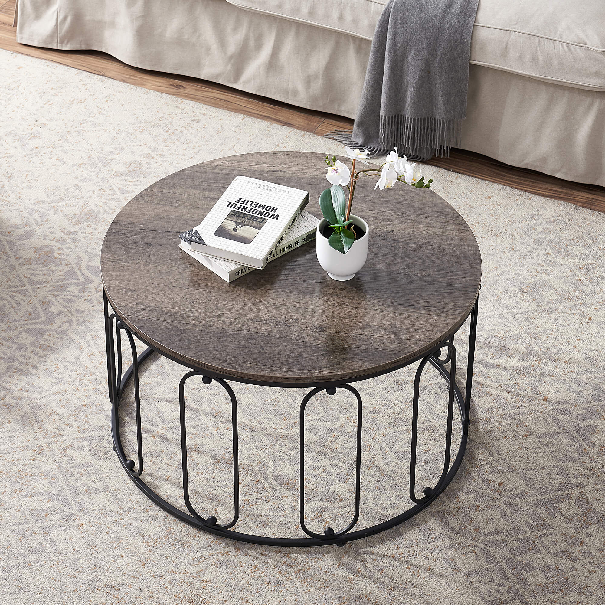 Ivinta Modern Round Coffee Table for Living Room, 31.5 inch Tea Tables