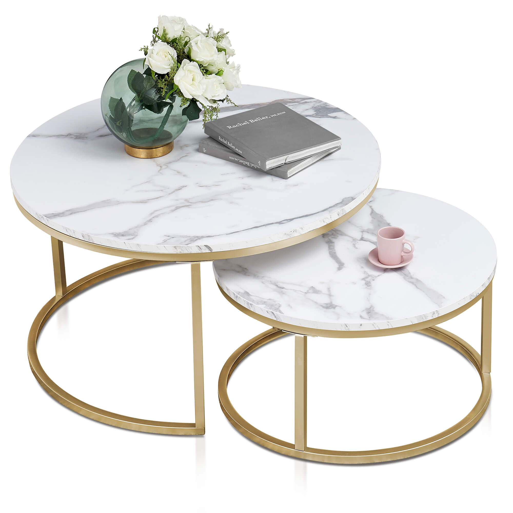 Ivinta Modern Round Nesting Coffee Table Sets, Tea Table for Living Room