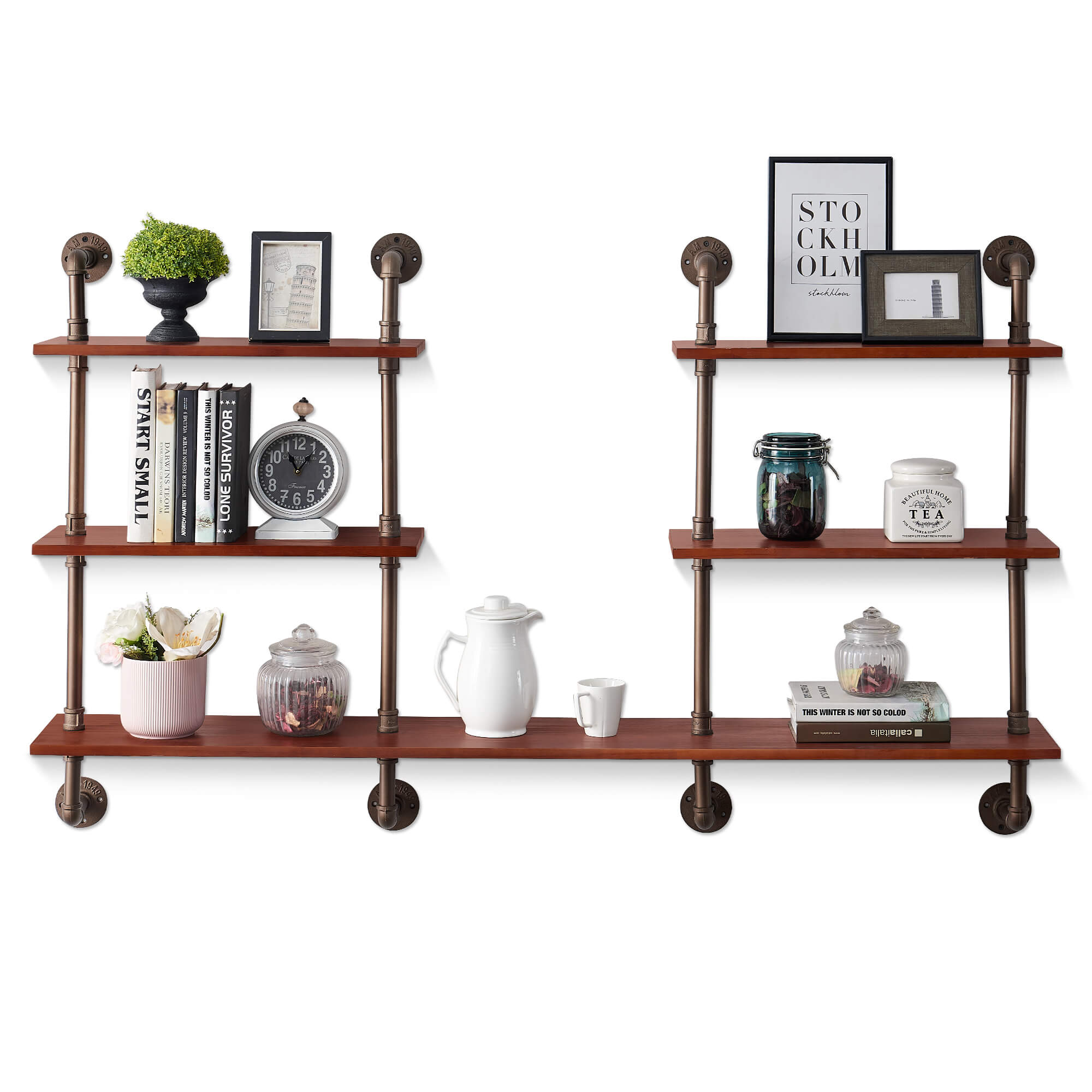Ivinta Industrial Pipe Shelf Wall Mounted Shelves - Ivinta