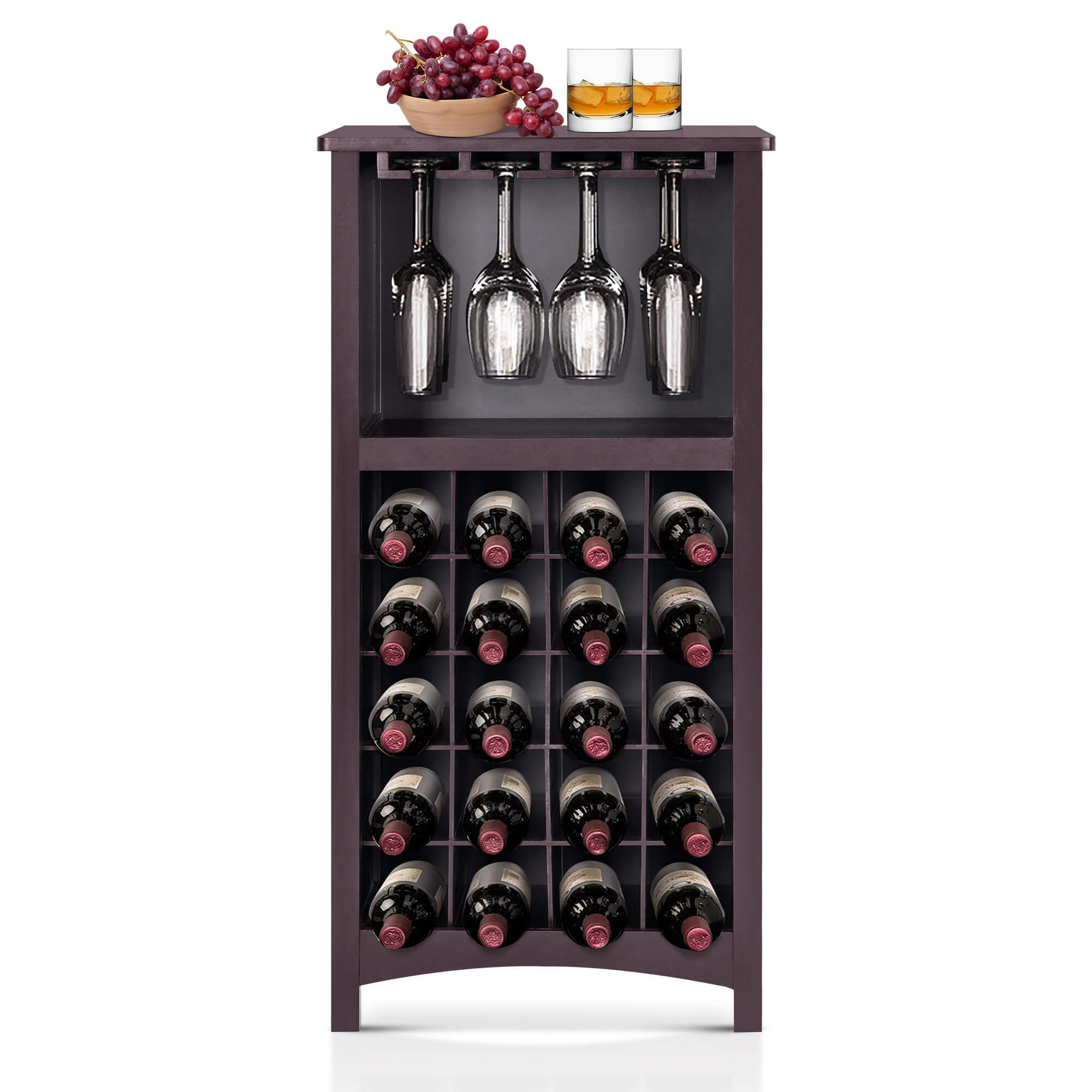 Ivinta Bar Cabinet for Liquor and Glasses Wine Rack Table Freestanding Floor - Ivinta
