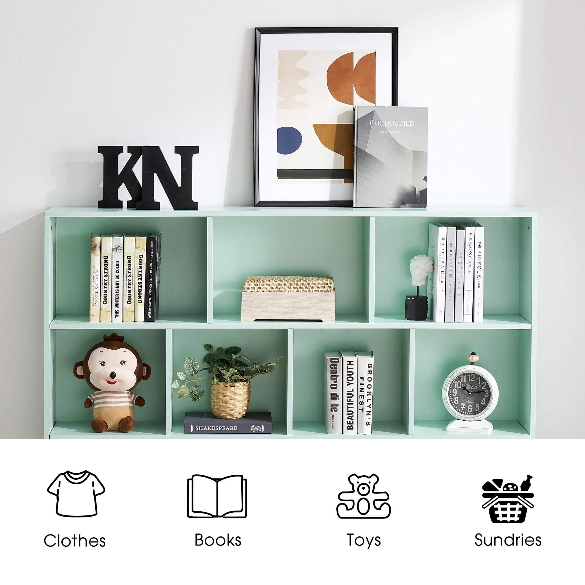 Ivinta 3-Tier Storage Bookcase for Kids, Simple Wood Display Cabinet for Bedroom