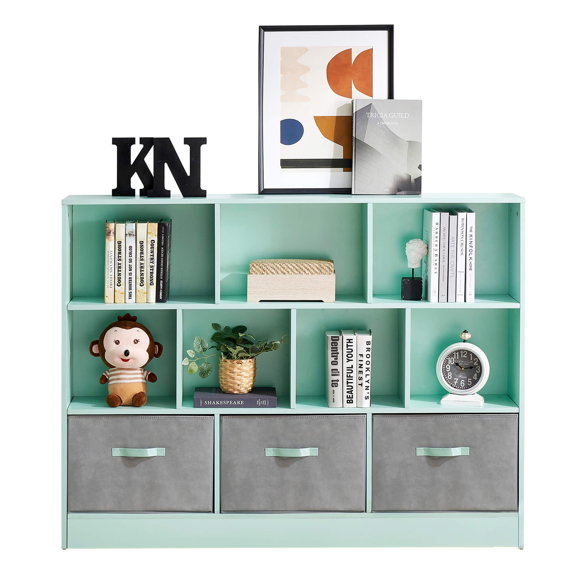 4 Cube Shelving Unit Wooden Small Bookcase - Grey 4 Cube Shelving Unit Wooden Small Bookcase - Grey