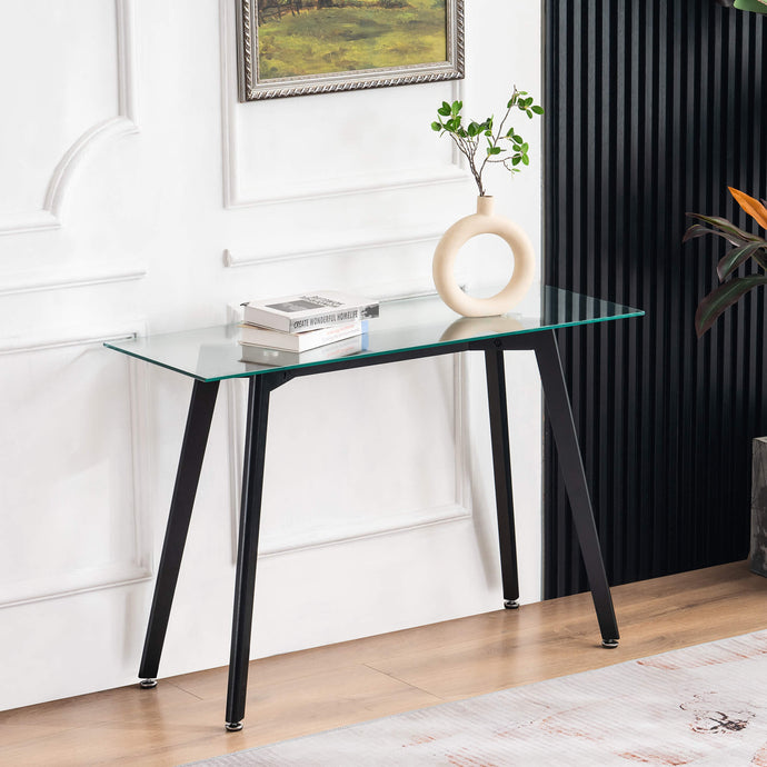 Ivinta Glass Console Table, Narrow Sofa Table for Small Space, Entryway Table for Hallway