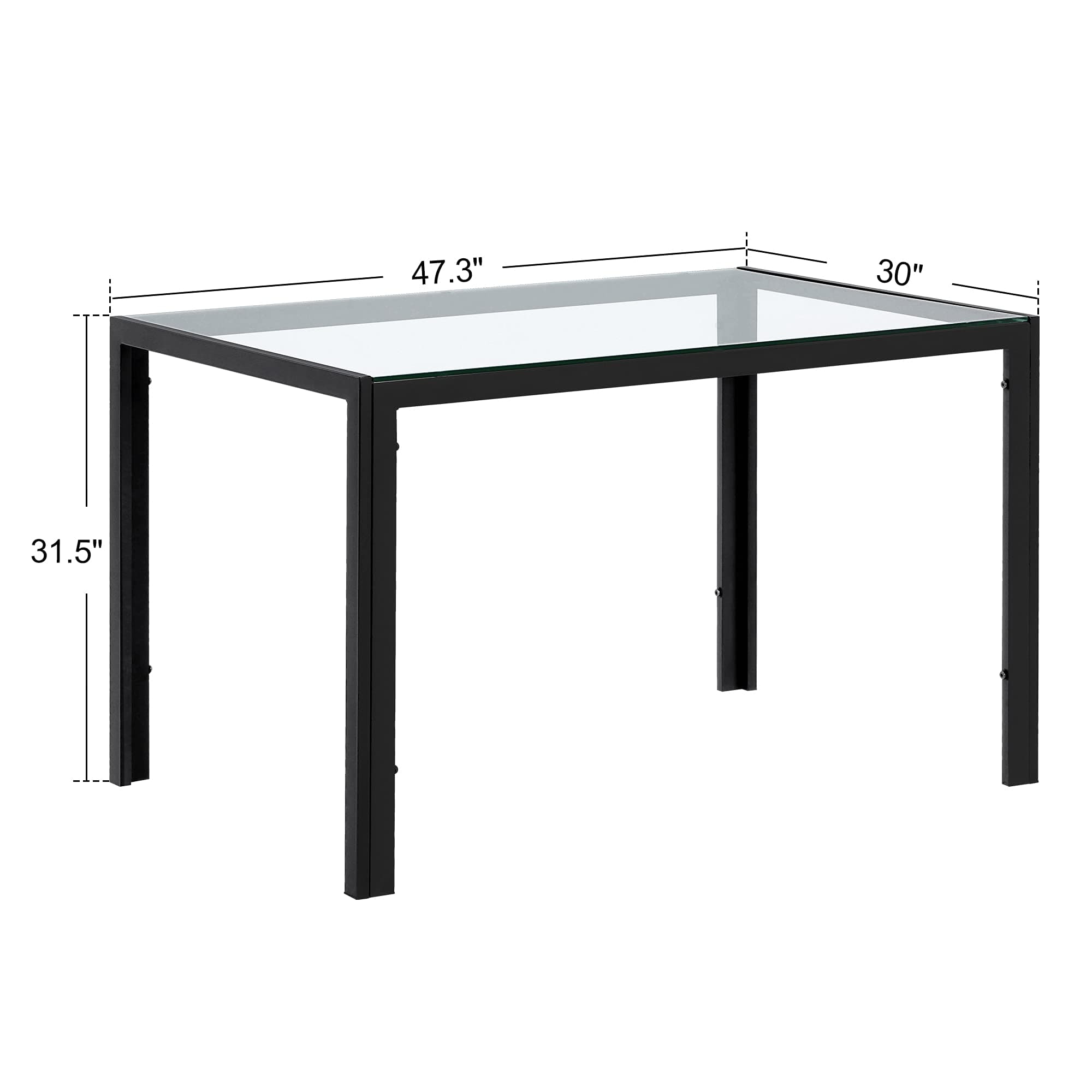 Ivinta Dining Room Table Rectangular Glass, Outdoor Black Dining Tables for 4/6