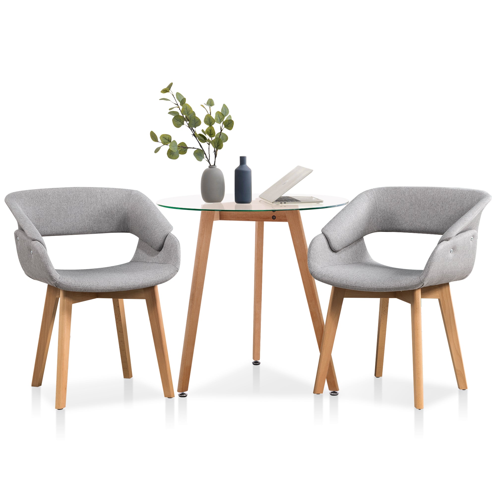 Small Glass Dining Table For Dining Room Set, Grey Glass Dining Table With Chairs, 75x75 Cm