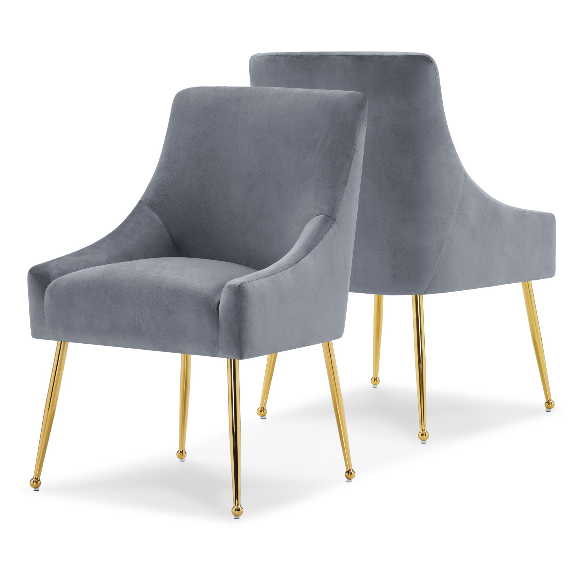 ivinta Modern Dining Chair Set of 2, Yellow Velvet Upholstered Dining Chair with Gold Legs