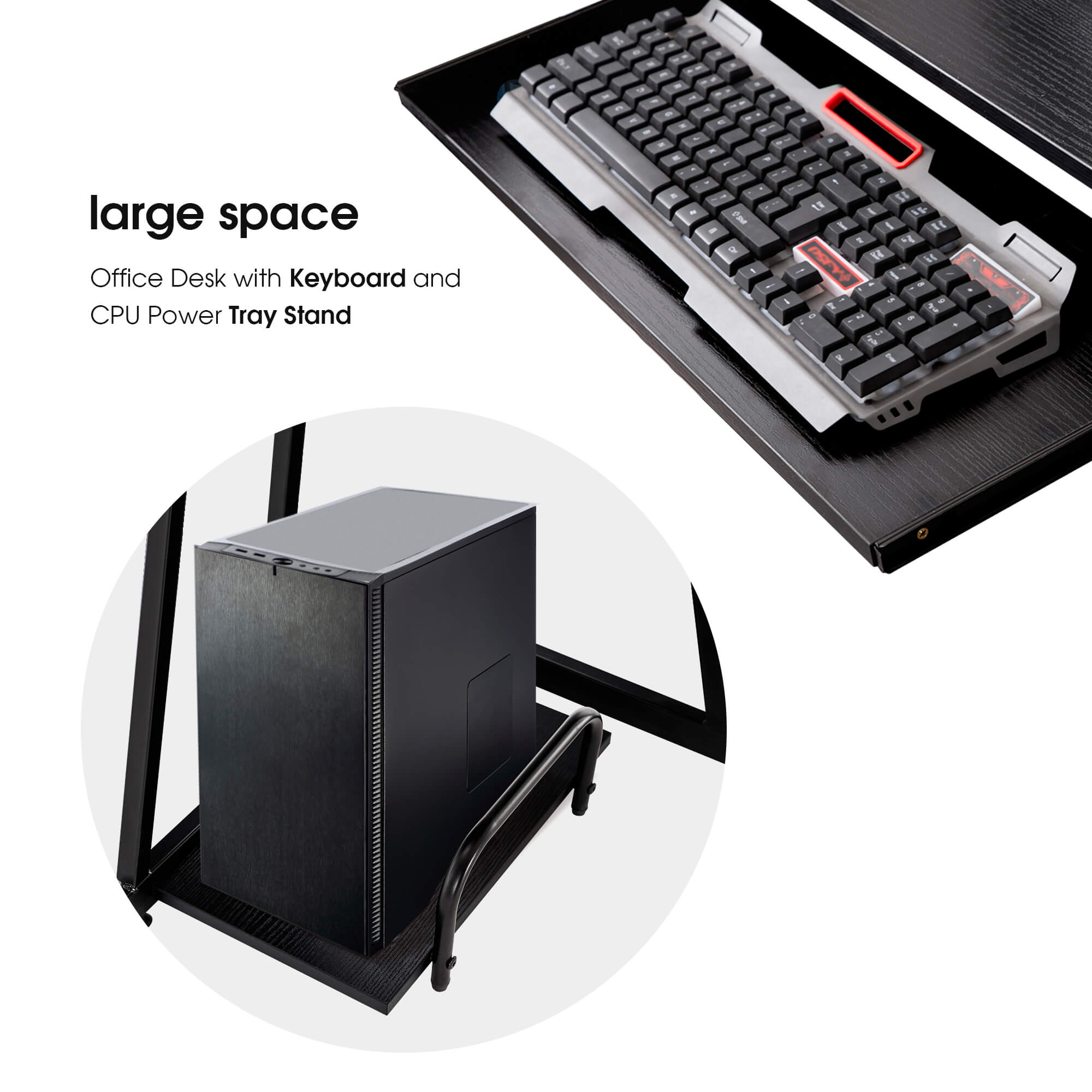 Ivinta Reversible L-Shaped Corner Desk with Keyboard Tray 7112