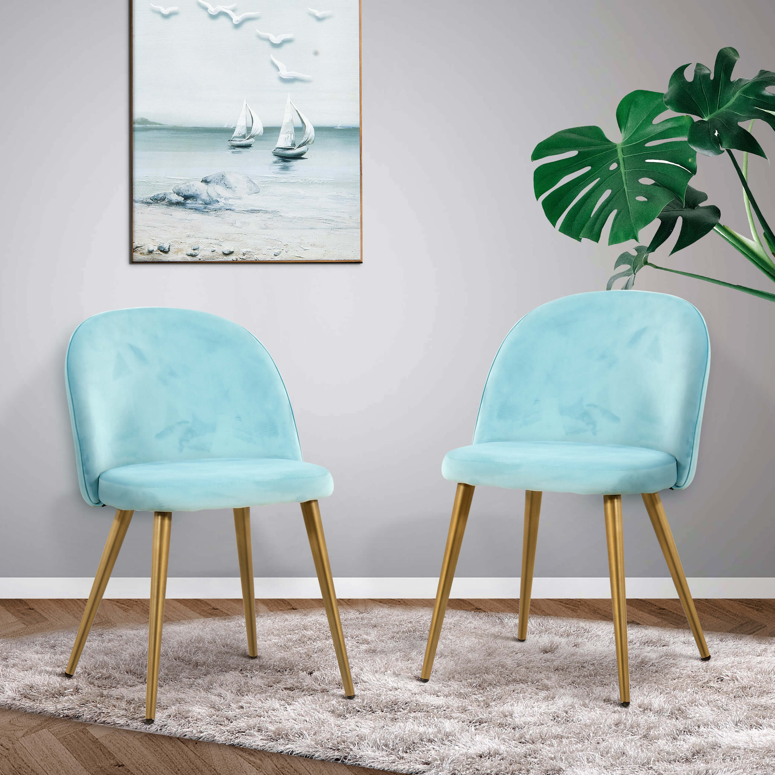 Ivinta Velvet Dining Chairs Set of 2, Soft Tufted Modern Living Room Chairs