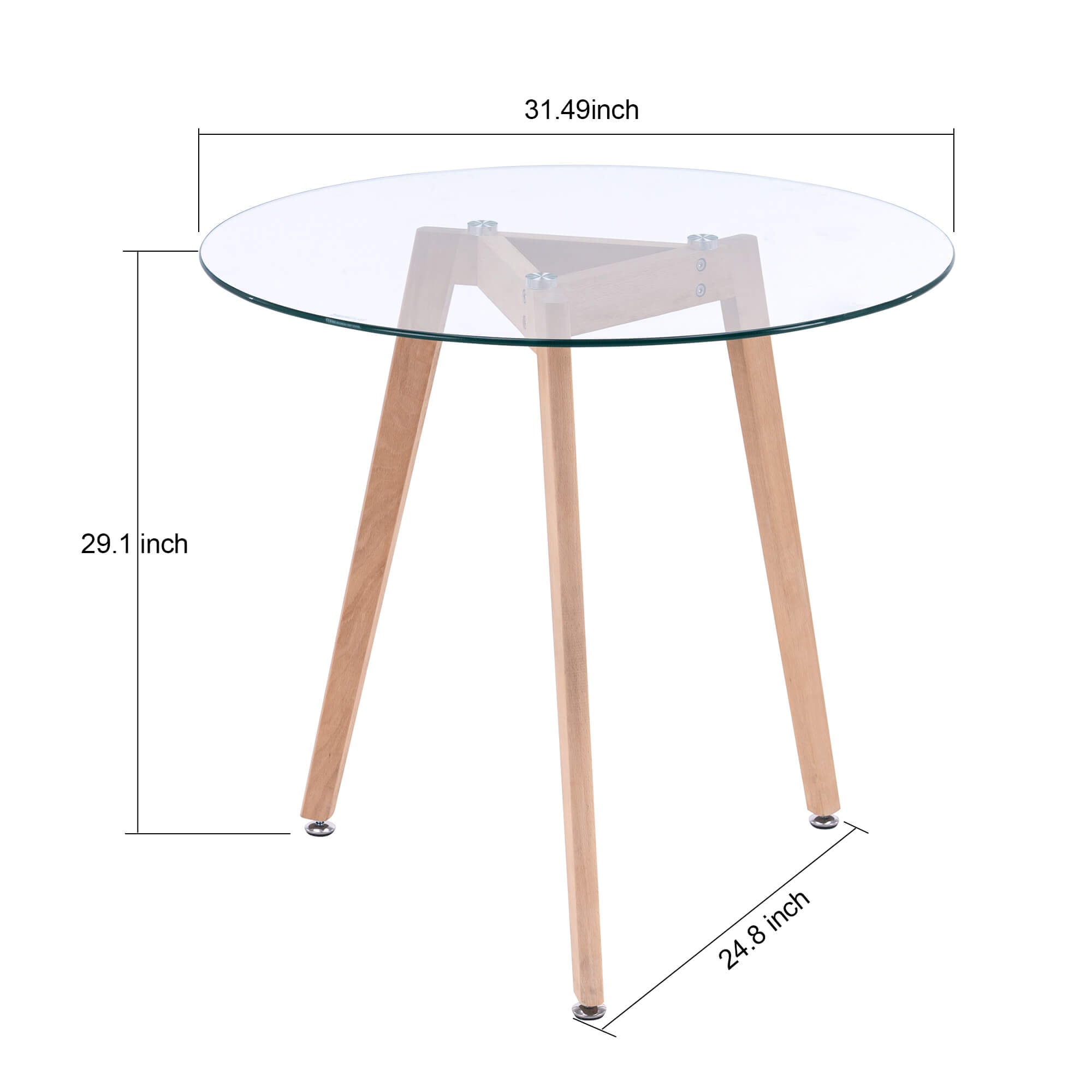 Ivinta Round Dining Table Set for 2, Modern Glass Table and 2 Grey Chairs, 3-Piece Patio Small Dining Set