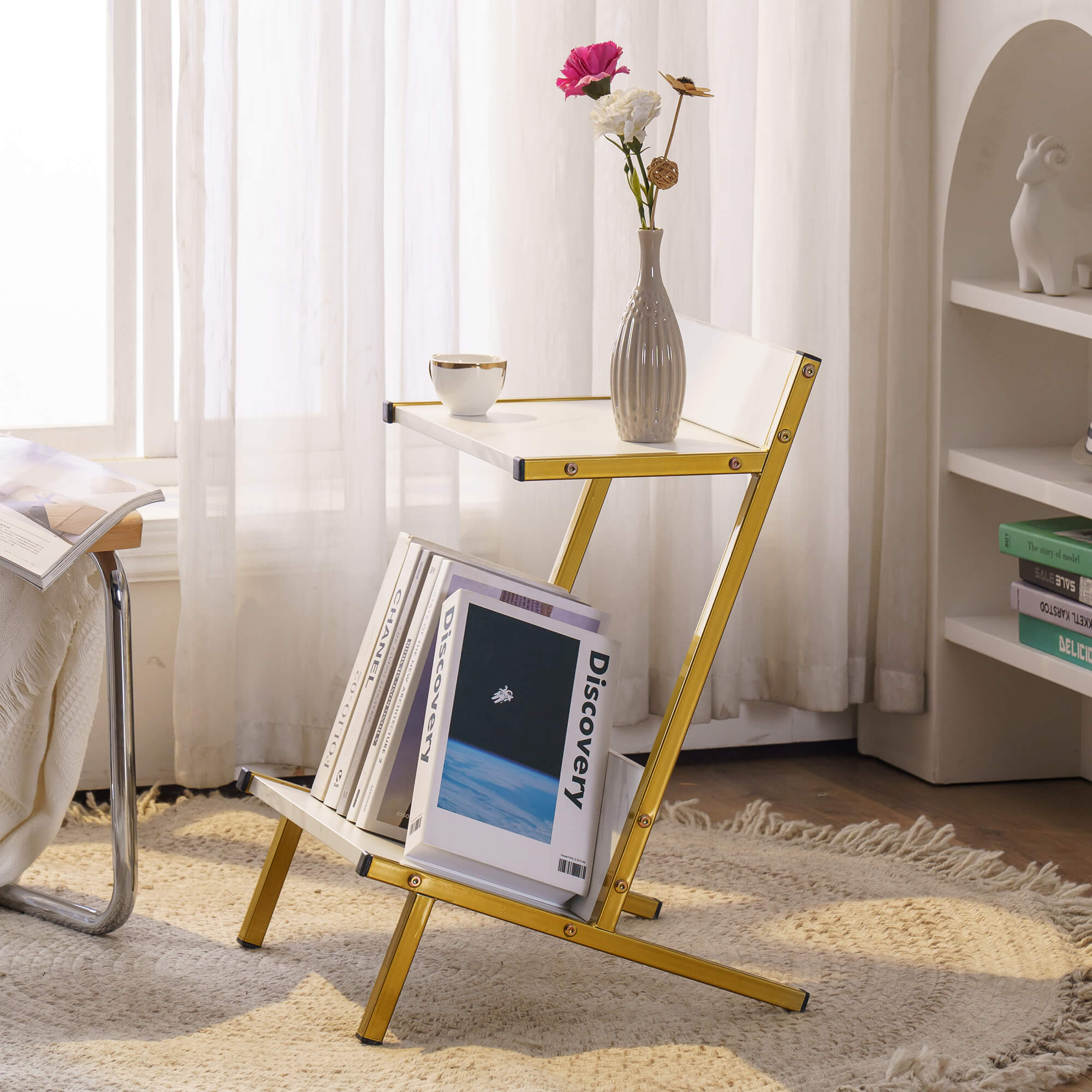 Ivinta Small End Table with Storage Open Shelf, 2-Tier Modern Side Table for Living Room